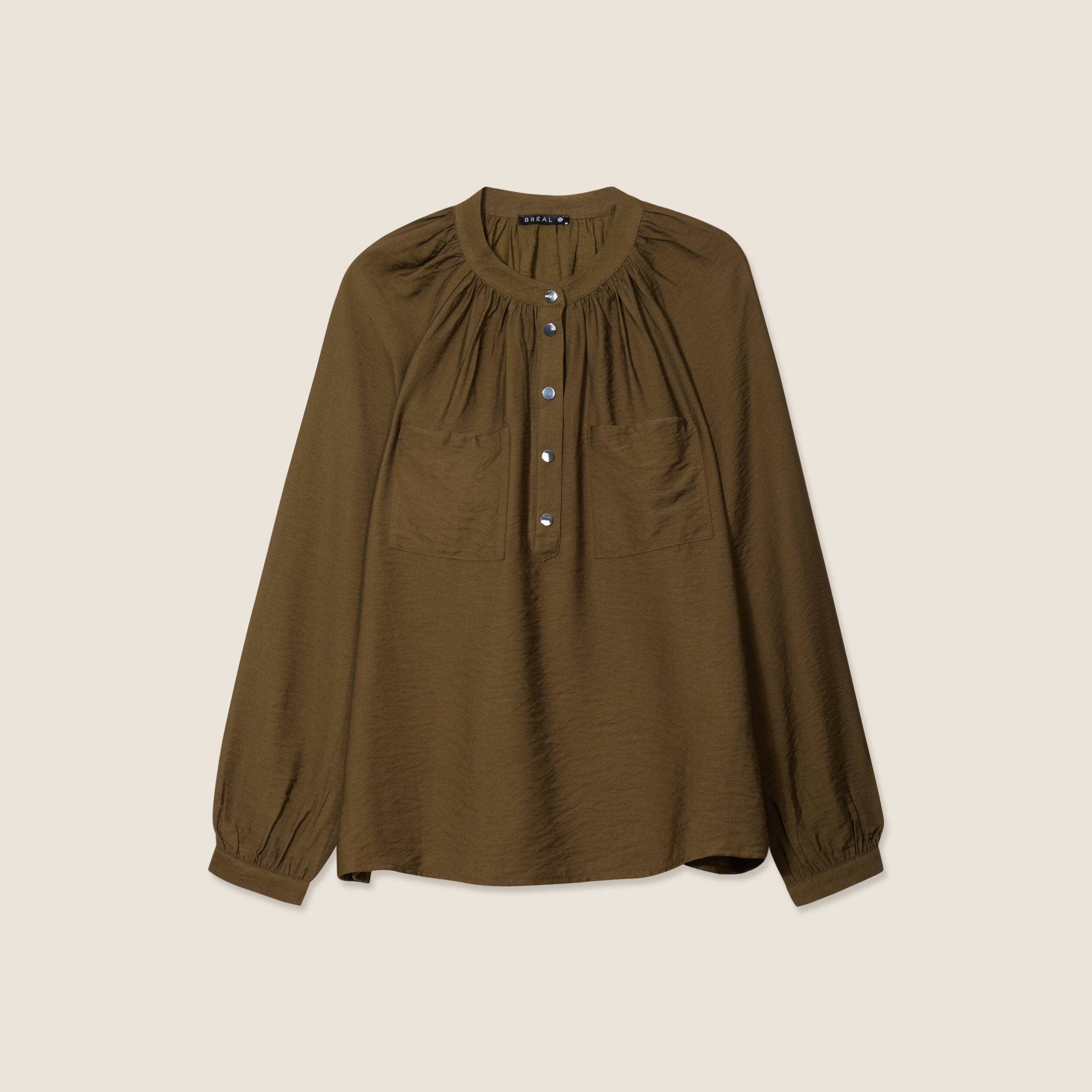Blouse manches longues vert olive femme Bréal