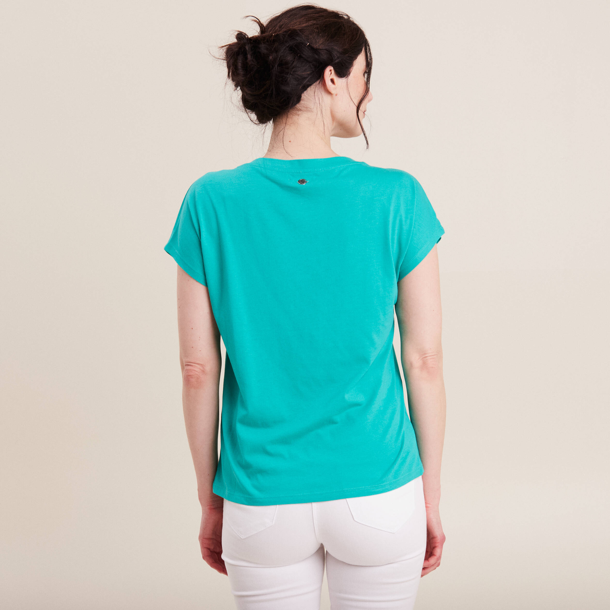 T-shirt manches courtes vert turquoise femme