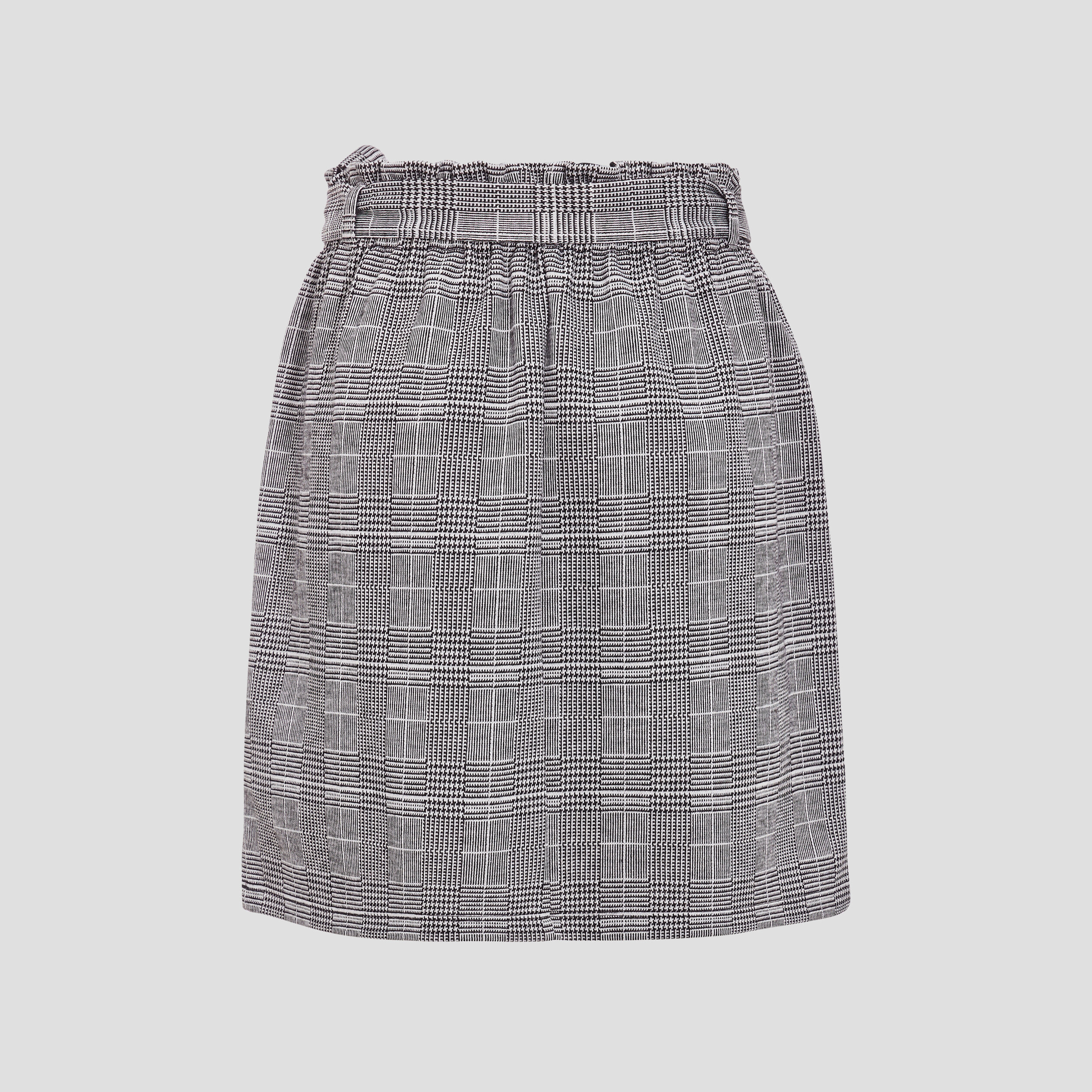 Jupe droite ceinturée gris femme