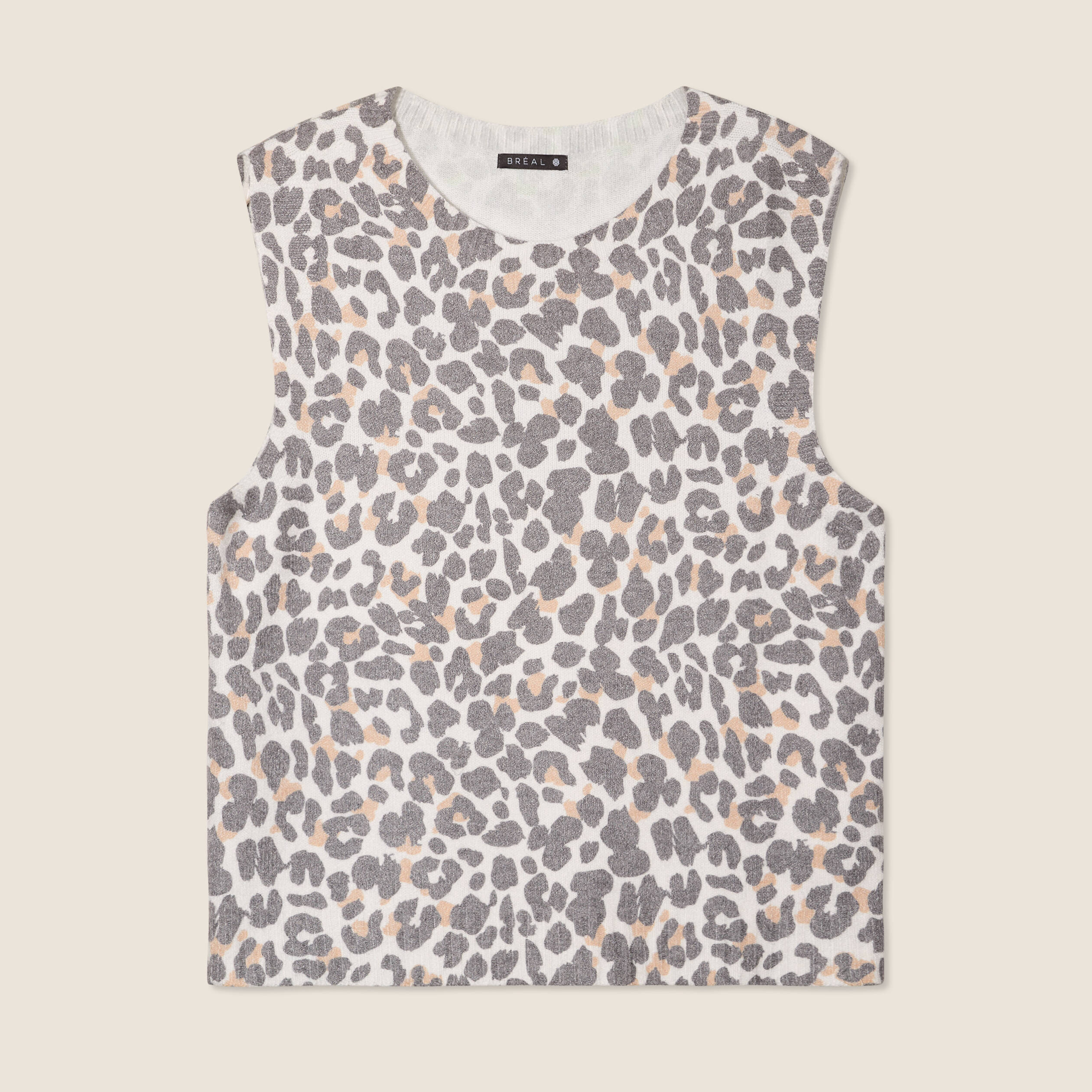 Pull sans manches ecru femme