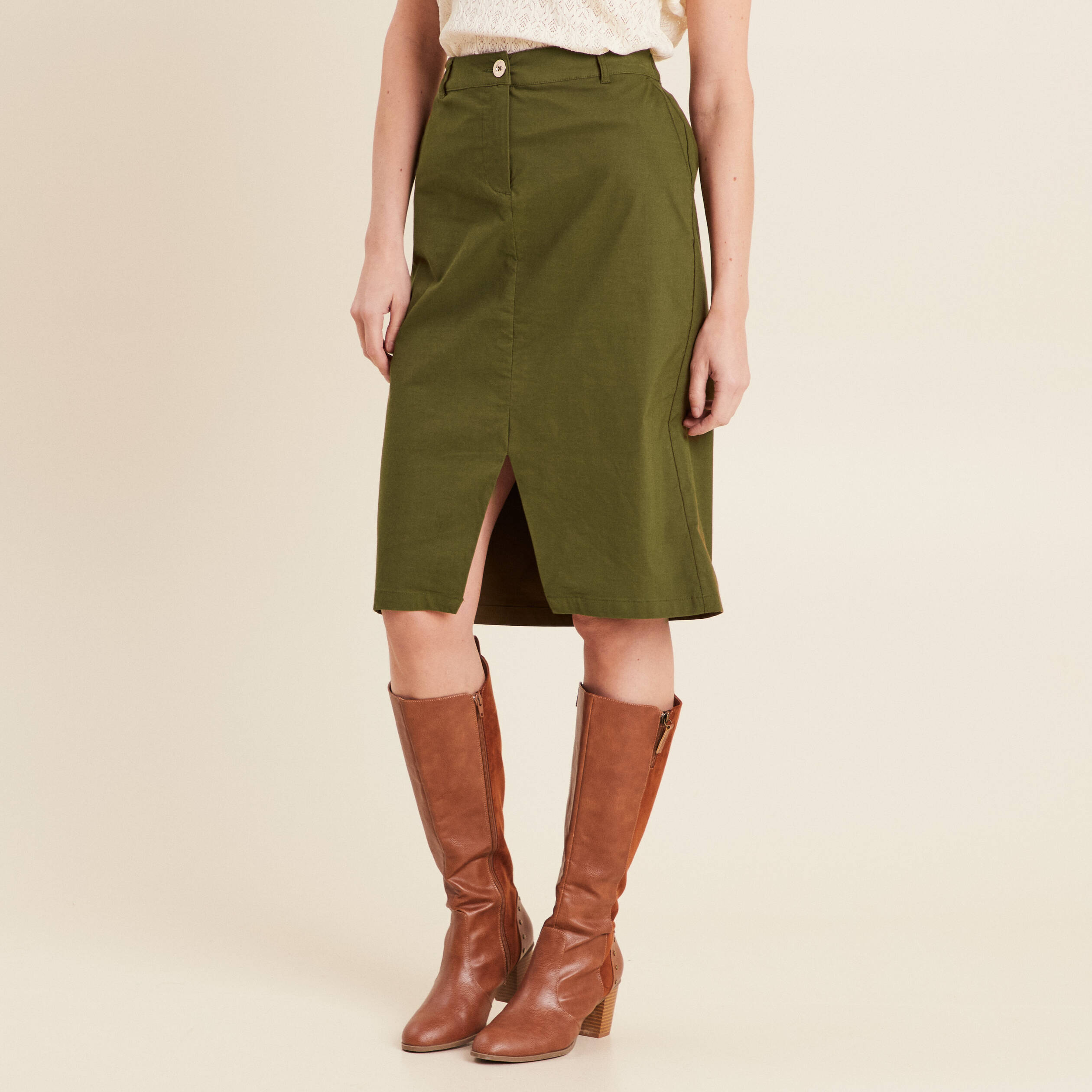 jupe crayon vert olive femme Jupe crayon vert olive femme