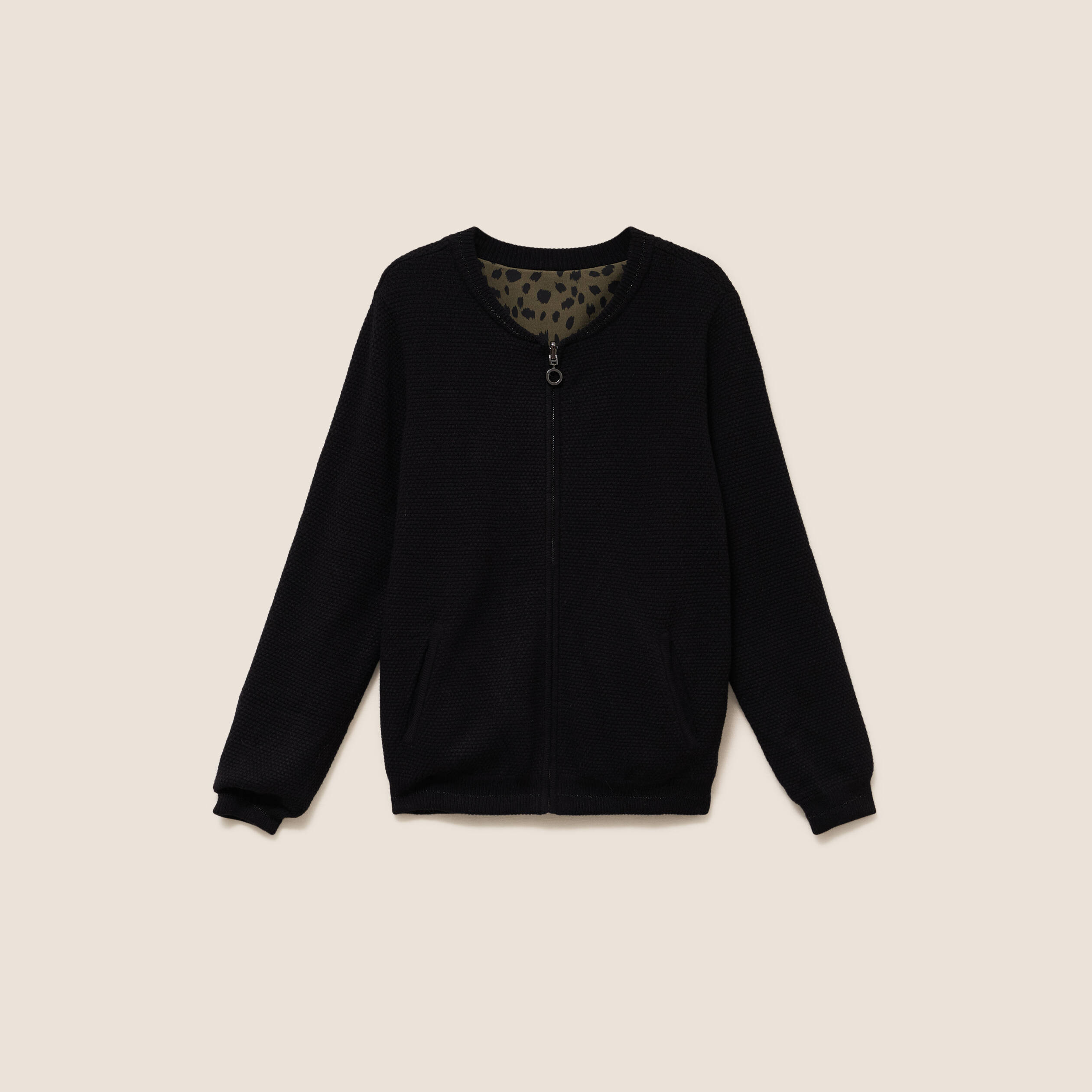 Gilet r&eacute;versible manches longues vert femme