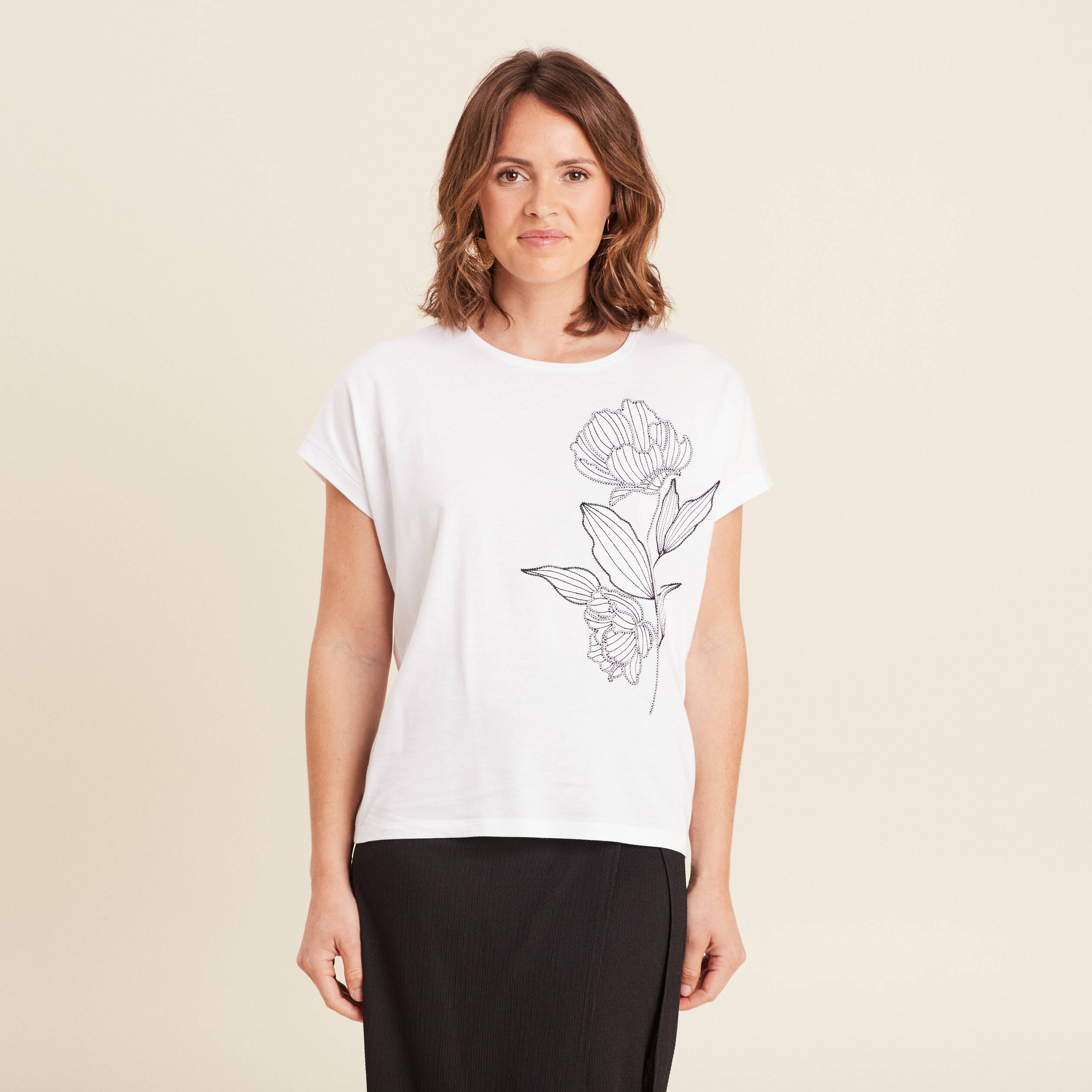 t shirt manches courtes blanc femme T-shirt manches courtes blanc femme