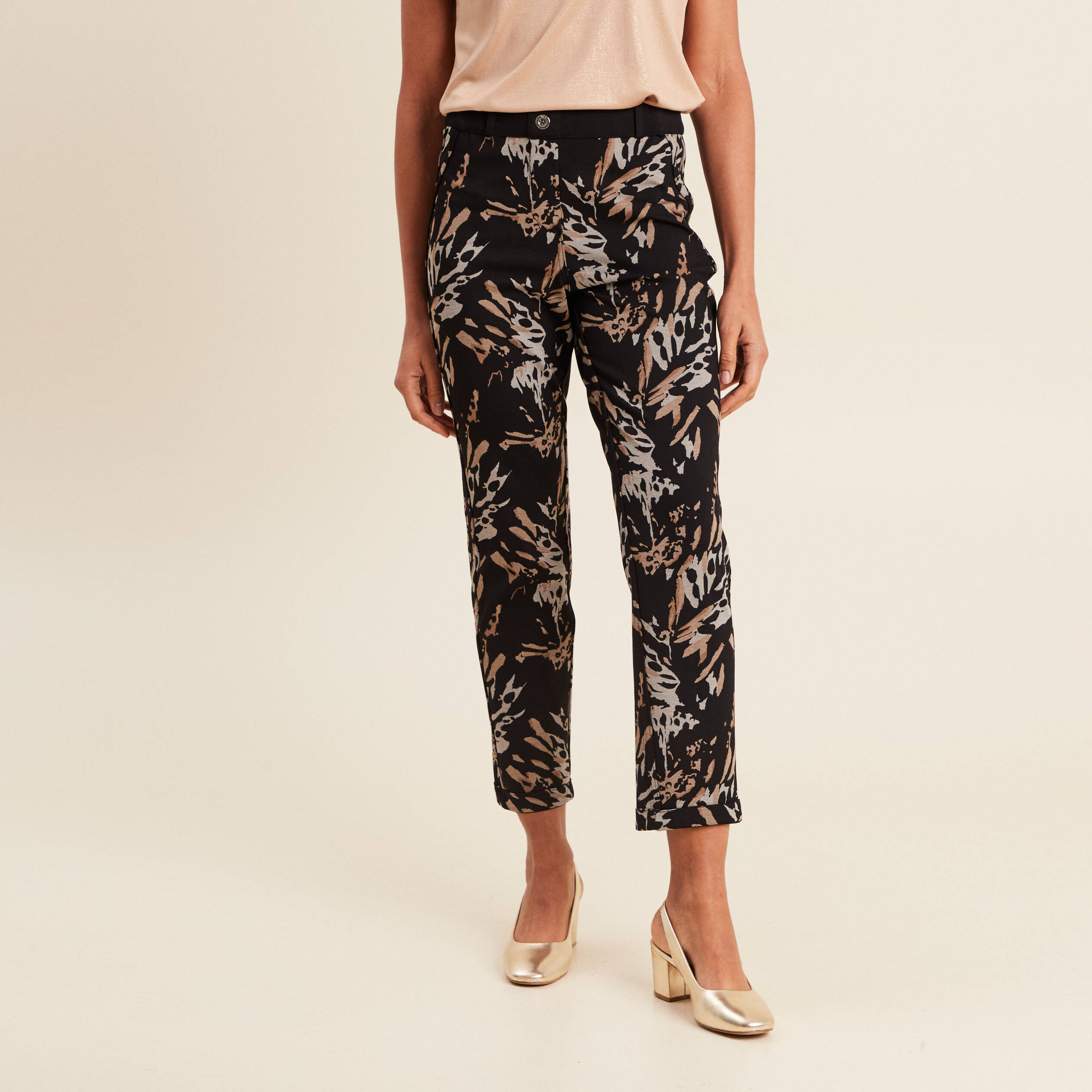 Pantalon droit réversible noir femme