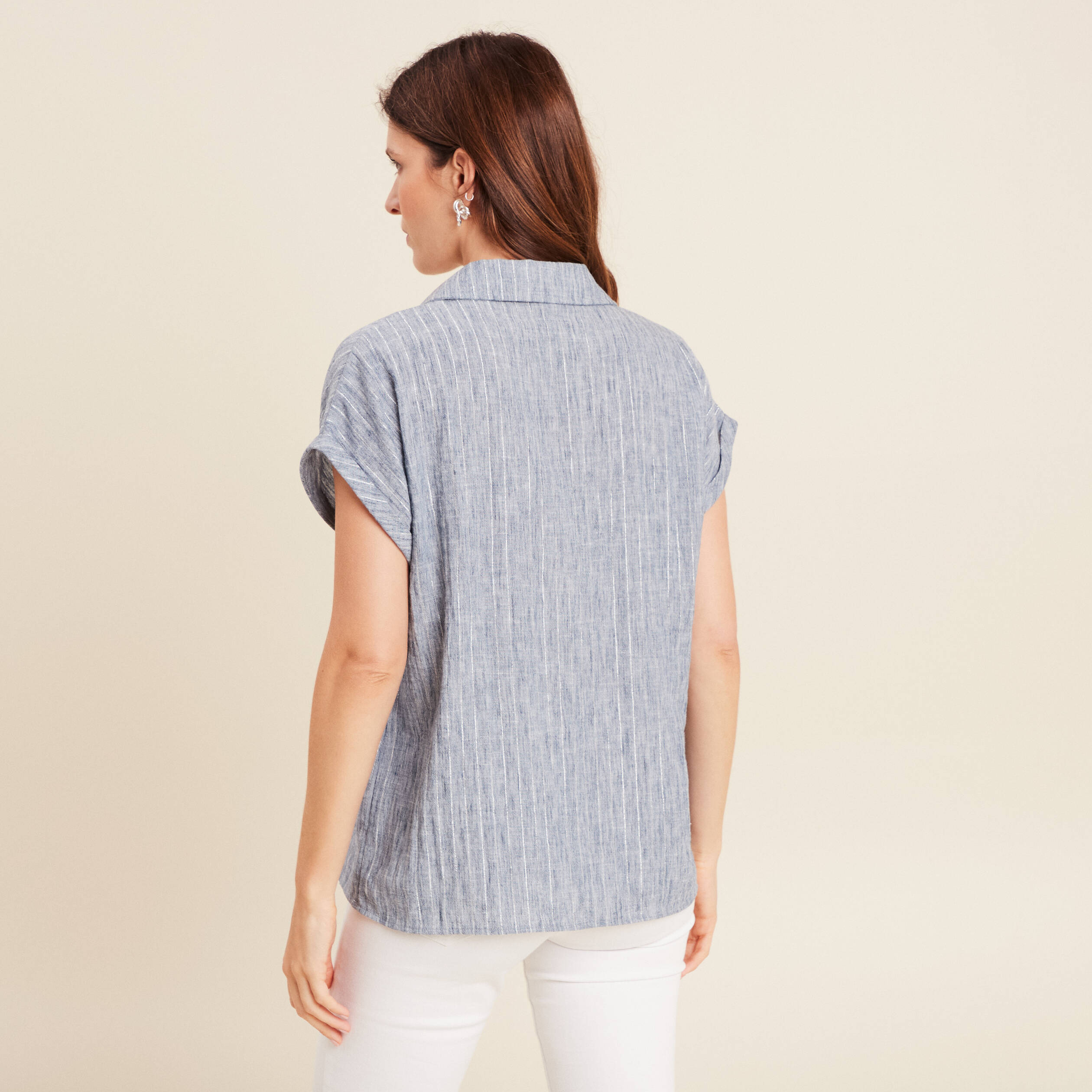 blouse manches courtes fluide bleu femme Blouse manches courtes fluide bleu femme