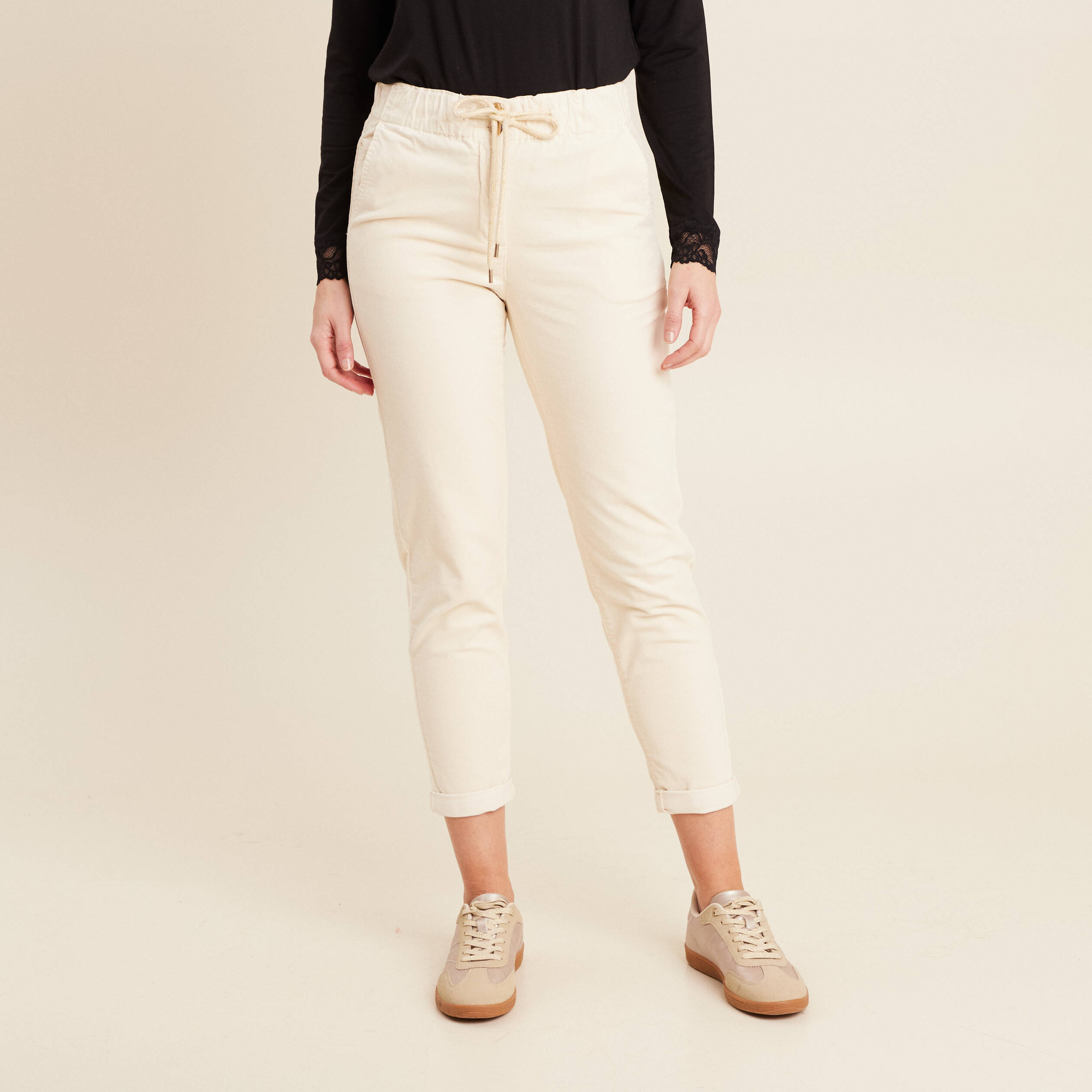 Pantalon jogging velours ivoire femme