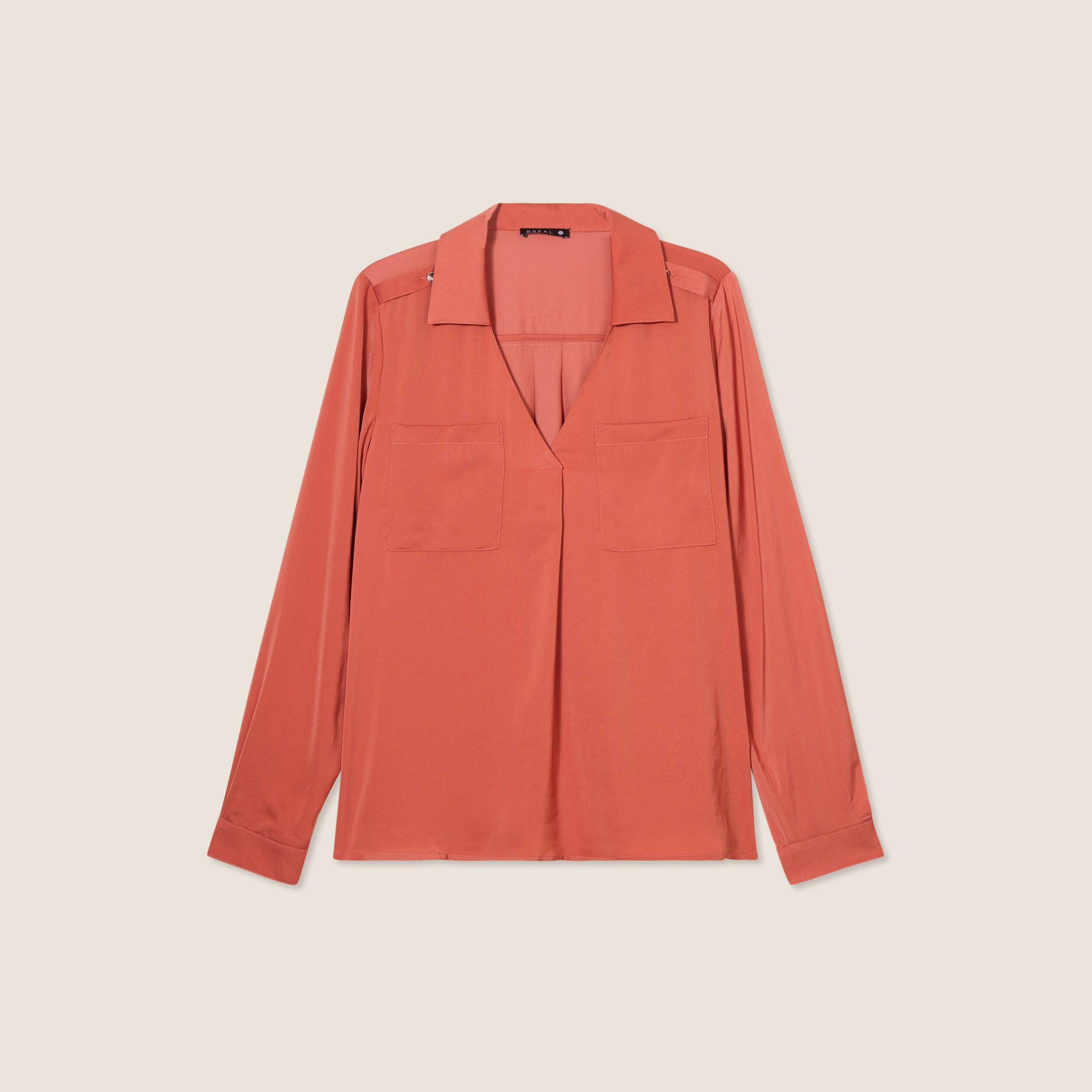 blouse manches longues satin vieux rose femme Blouse manches longues satin vieux rose femme