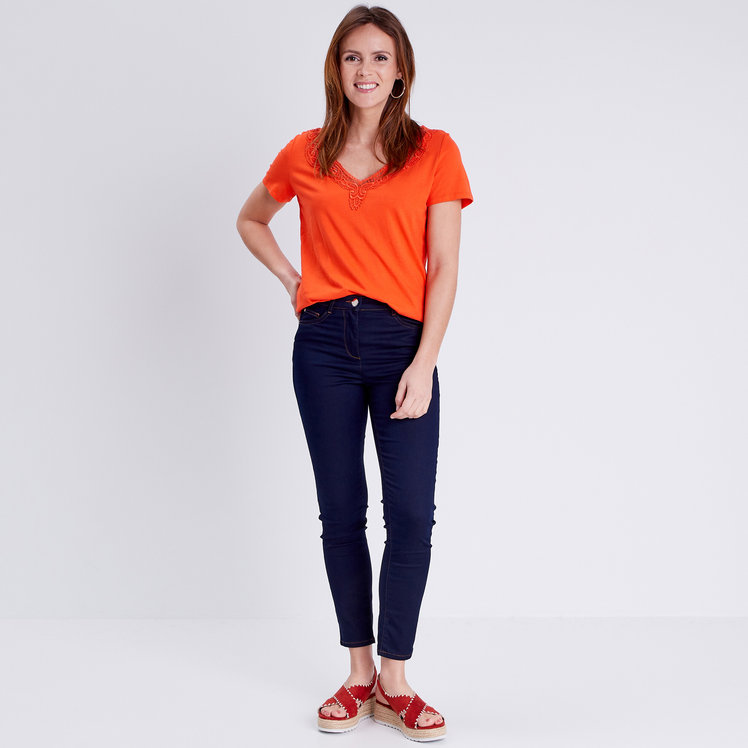 T-shirt manches courtes orange femme