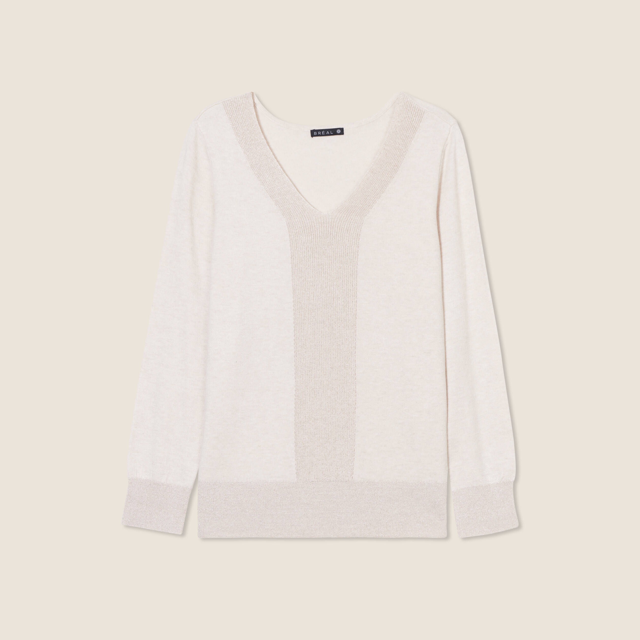 Pull manches longues creme femme