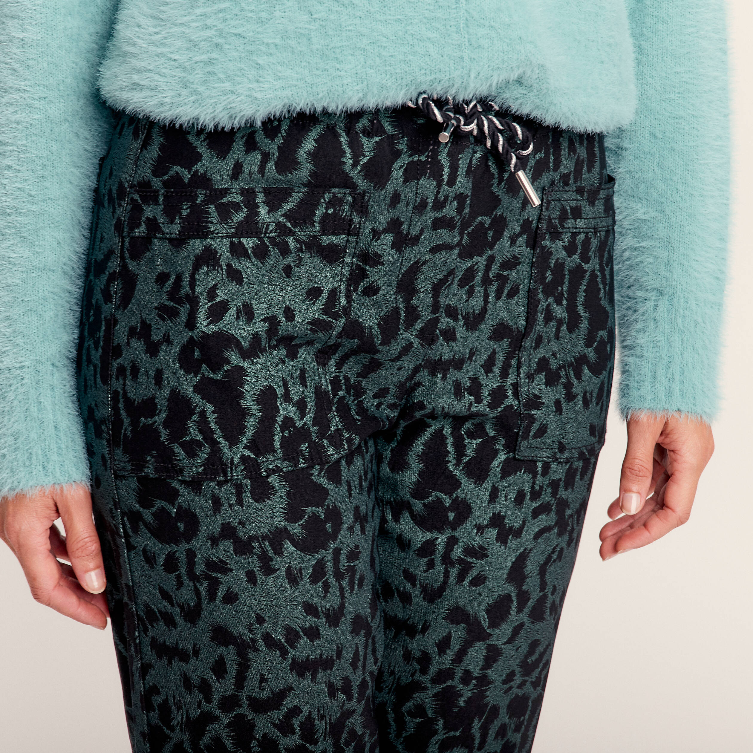 Pantalon décontracté vert kaki femme