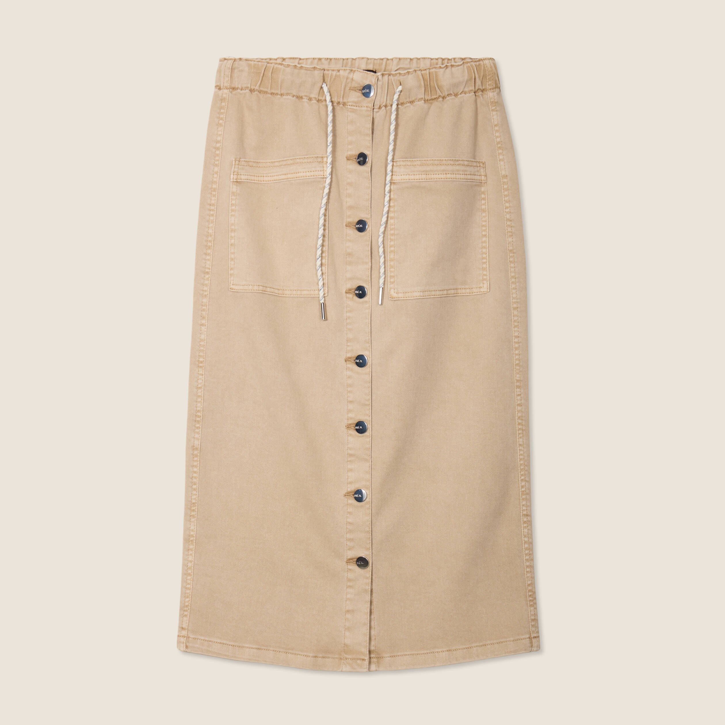 jupe longue droite en jean denim beige femme Jupe longue droite en jean denim beige femme