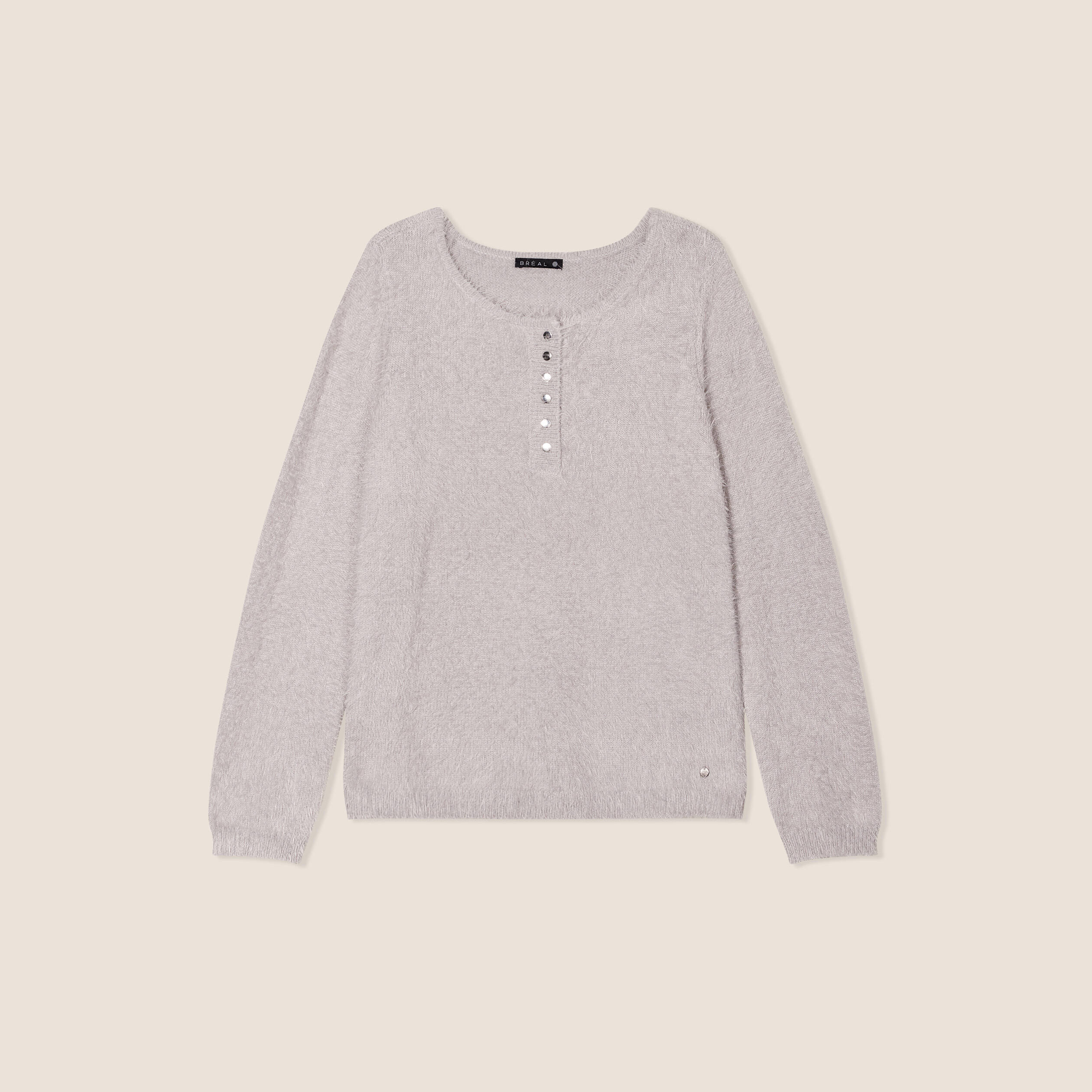 Pull manches longues gris clair femme