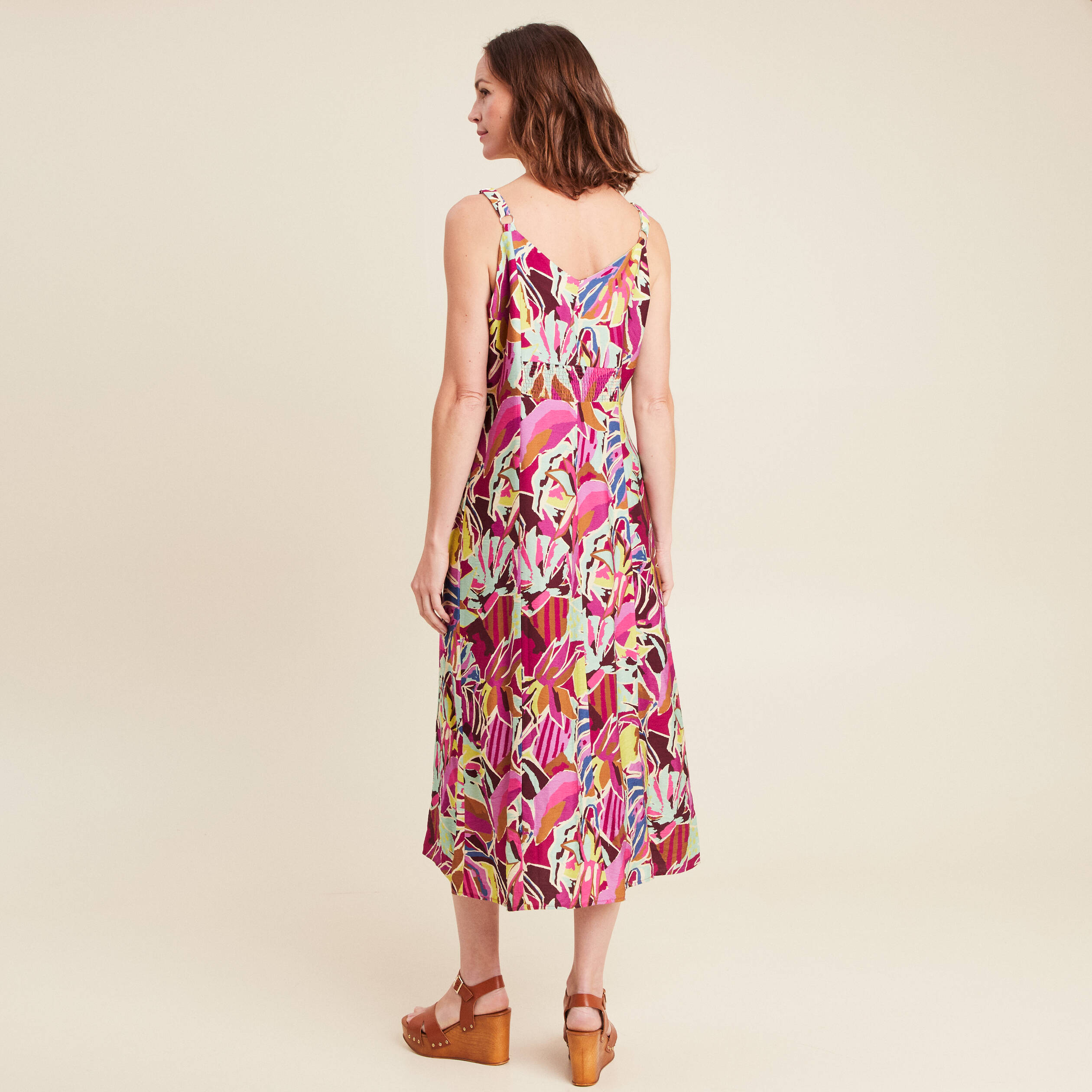 robe evasee crepe col v sans manches mauve femme robe évasée crêpe col v sans manches mauve femme