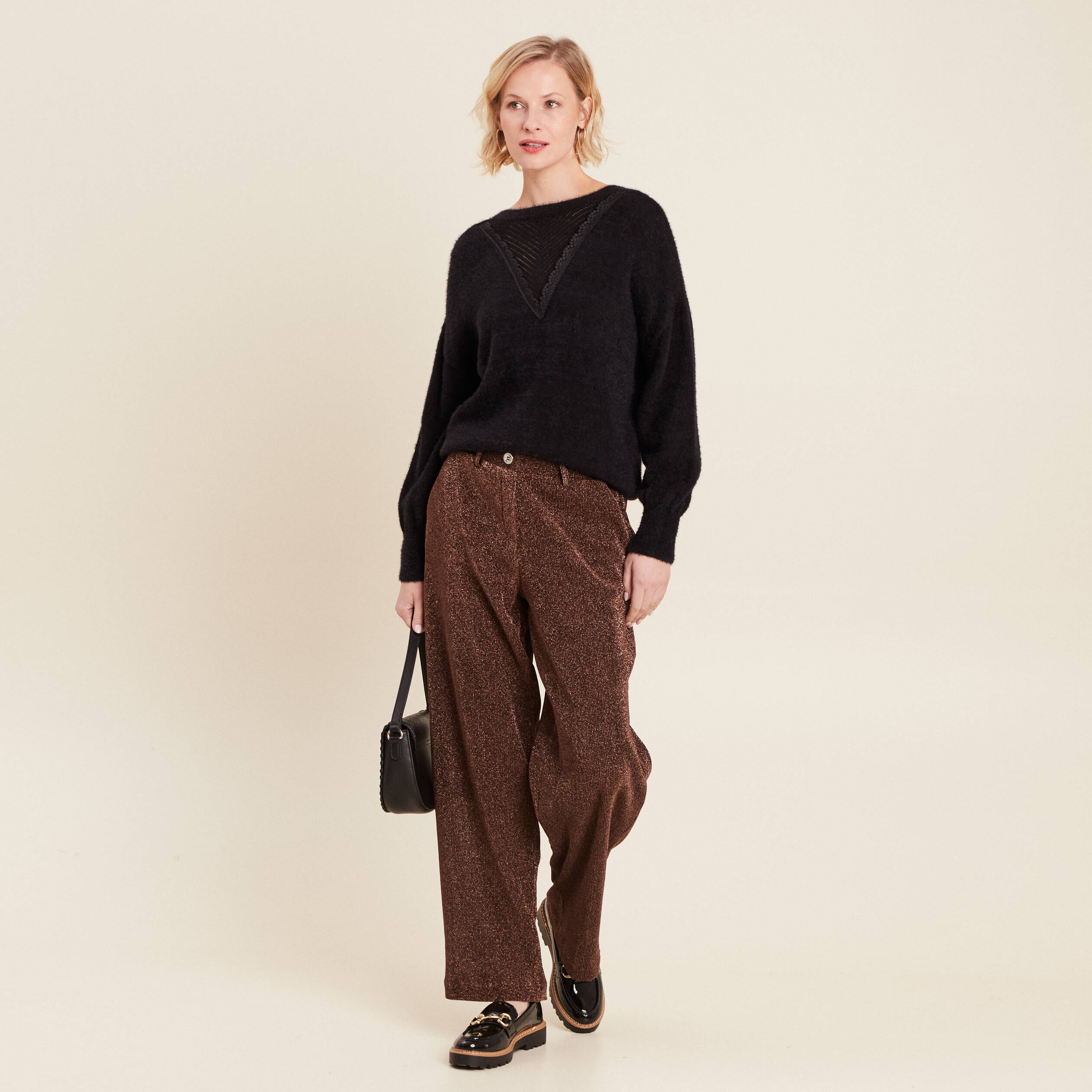 Pull manches longues noir femme