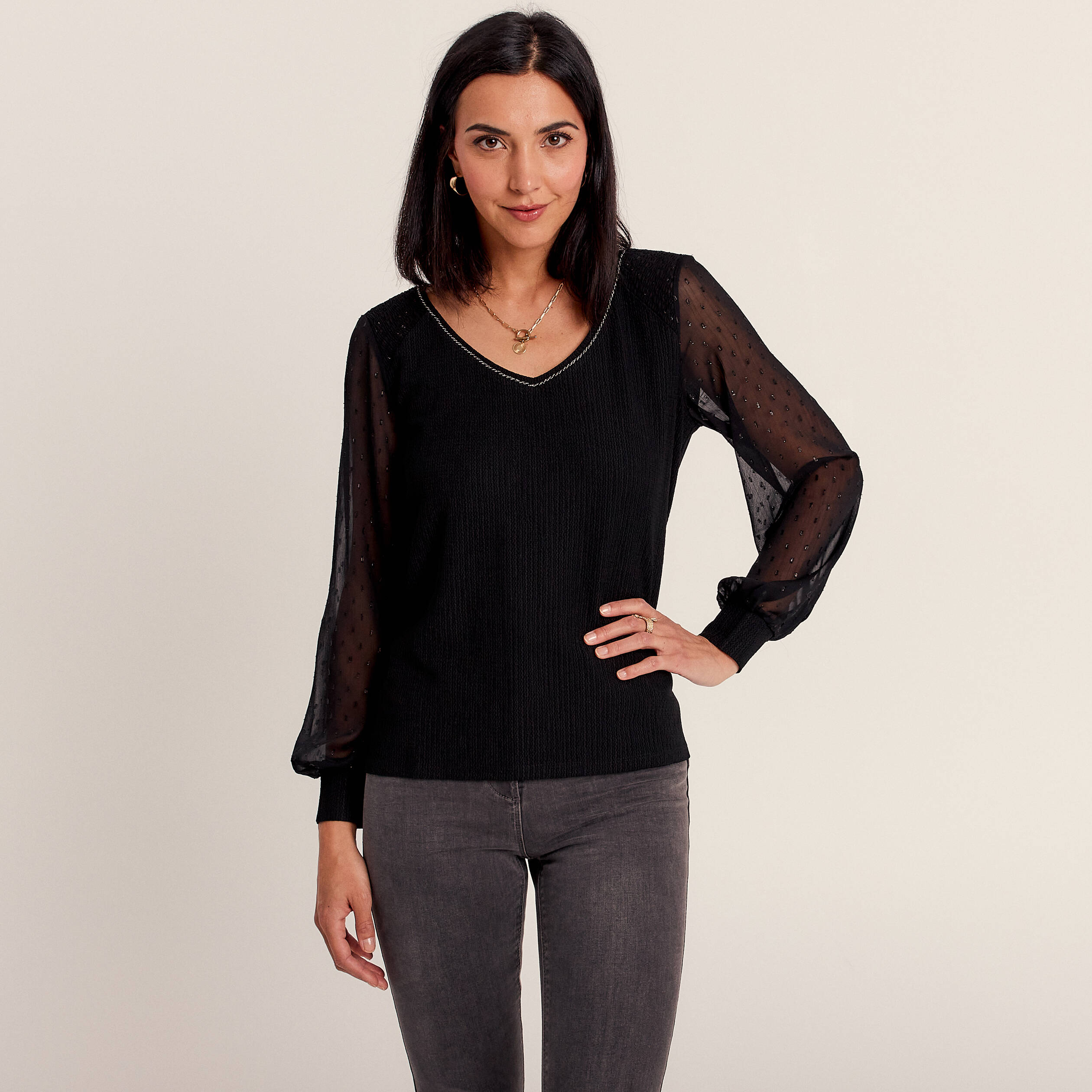 T-shirt manches longues noir femme
