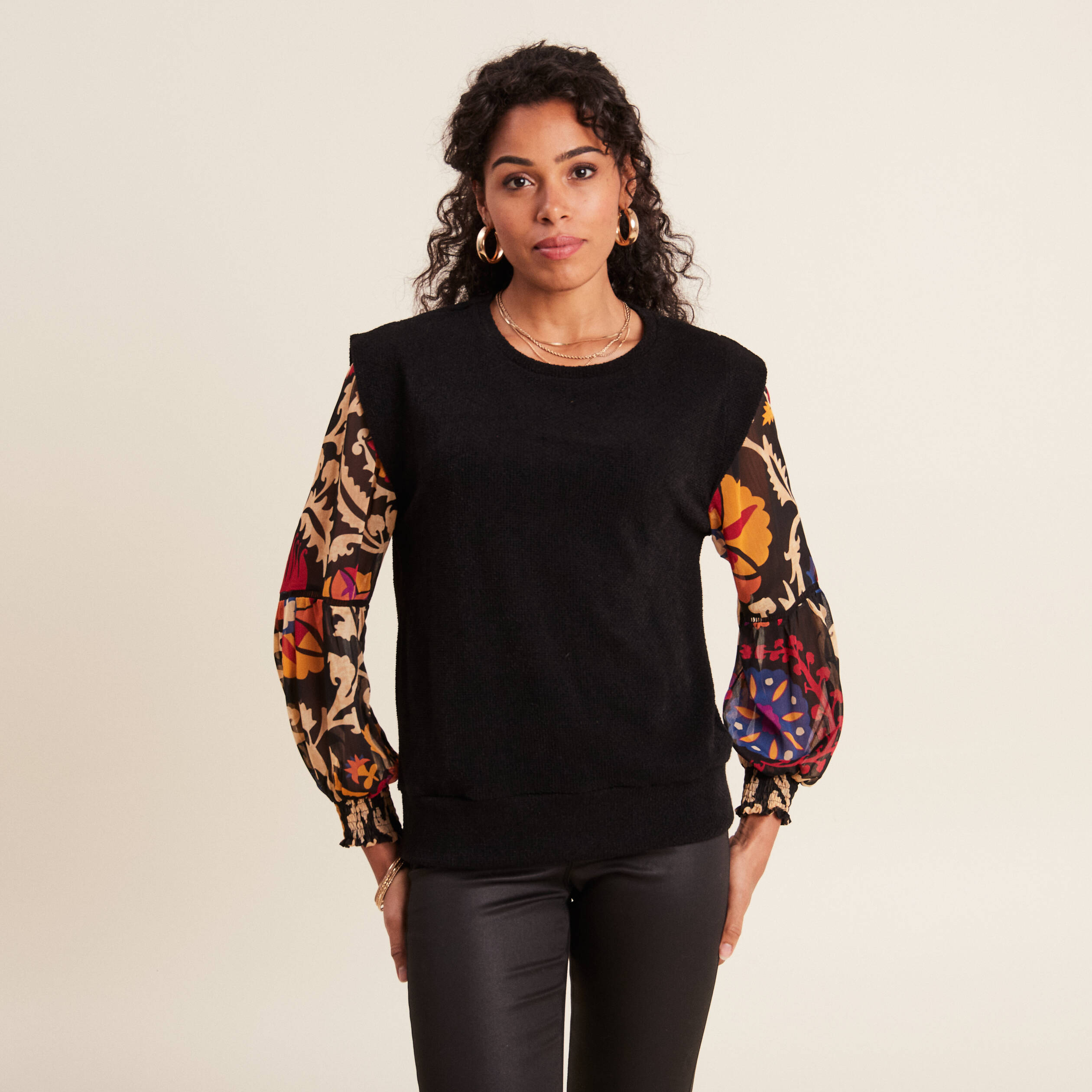T-shirt manches longues noir femme