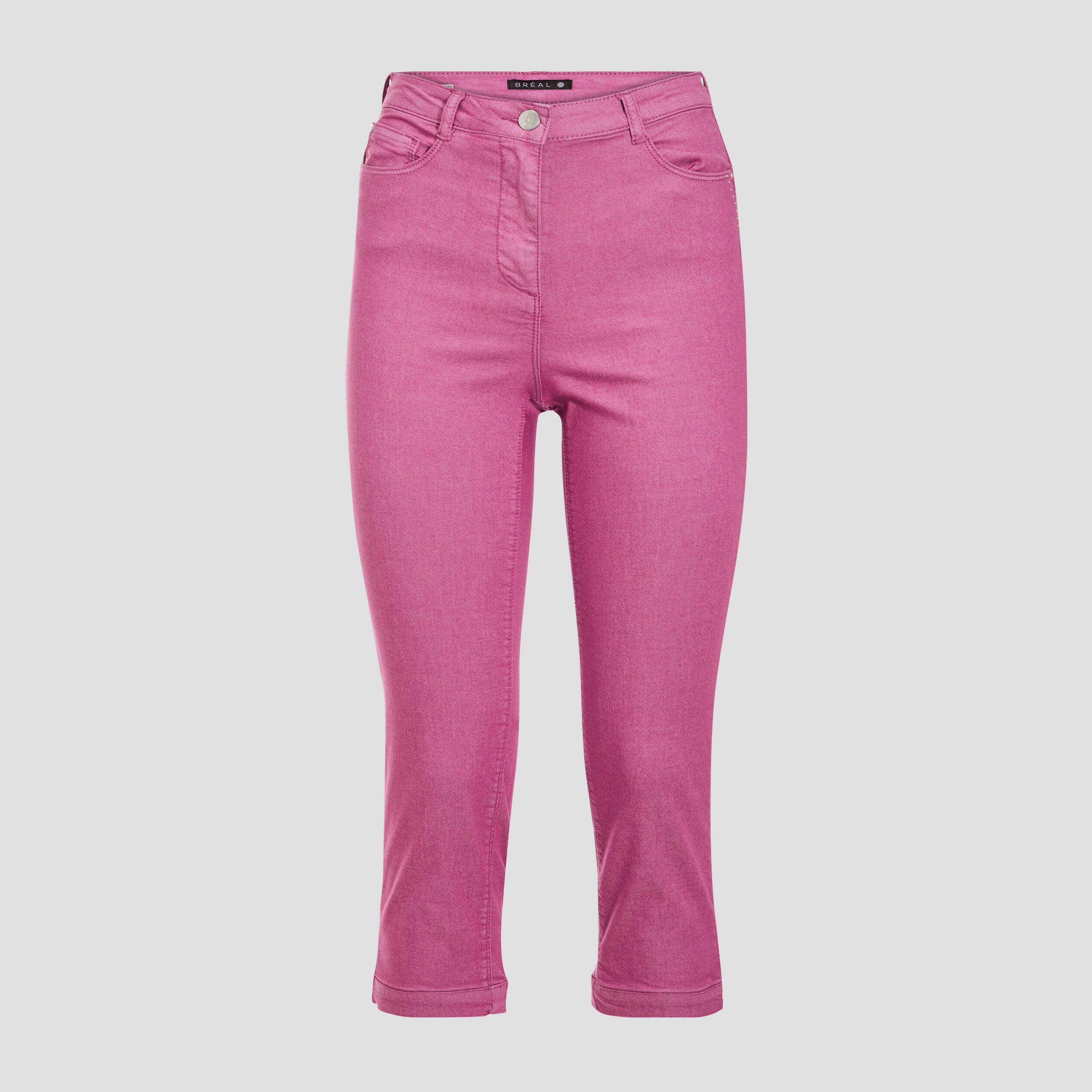 Pantacourt droit taille haute violet femme