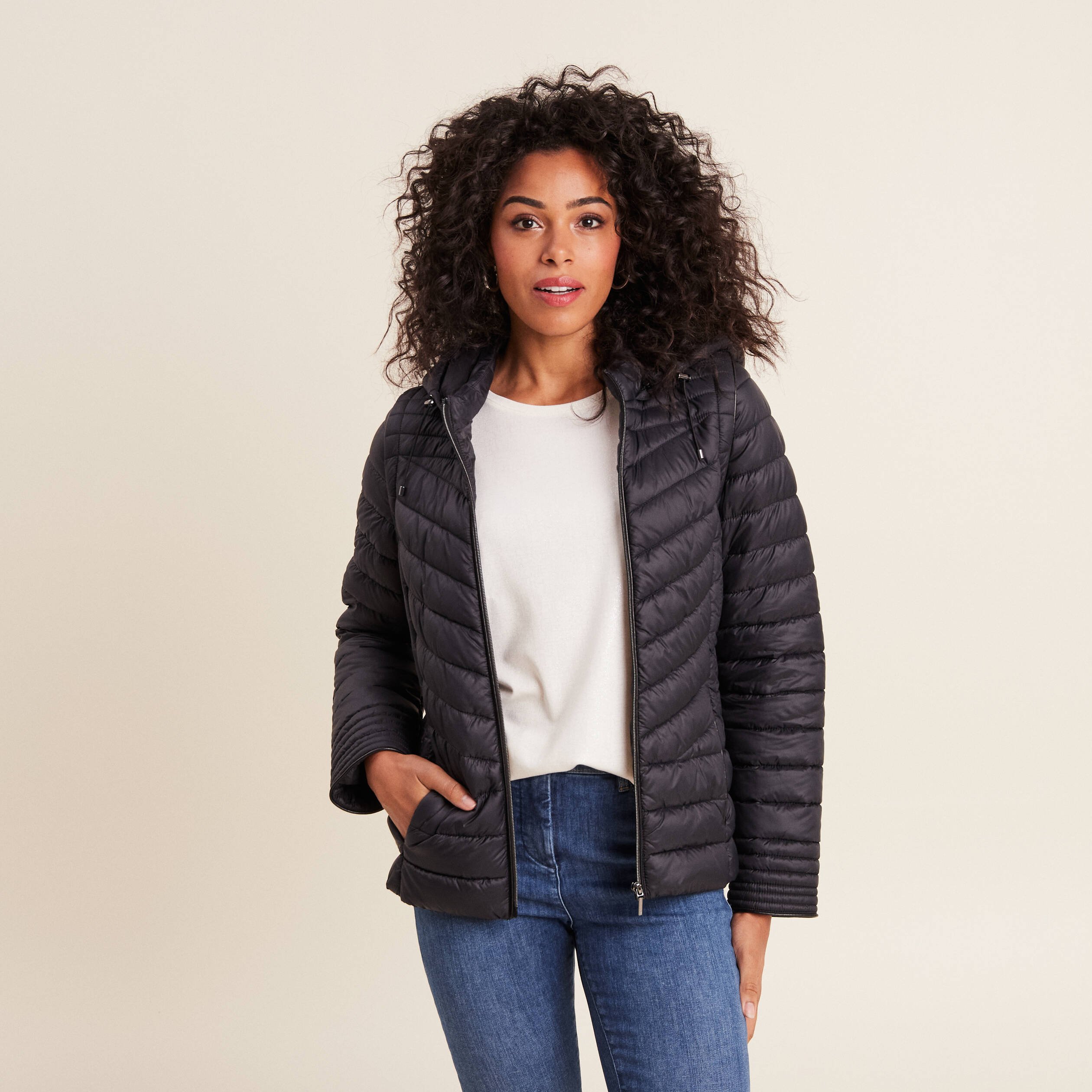 Doudoune manches amovibles noir femme Breal