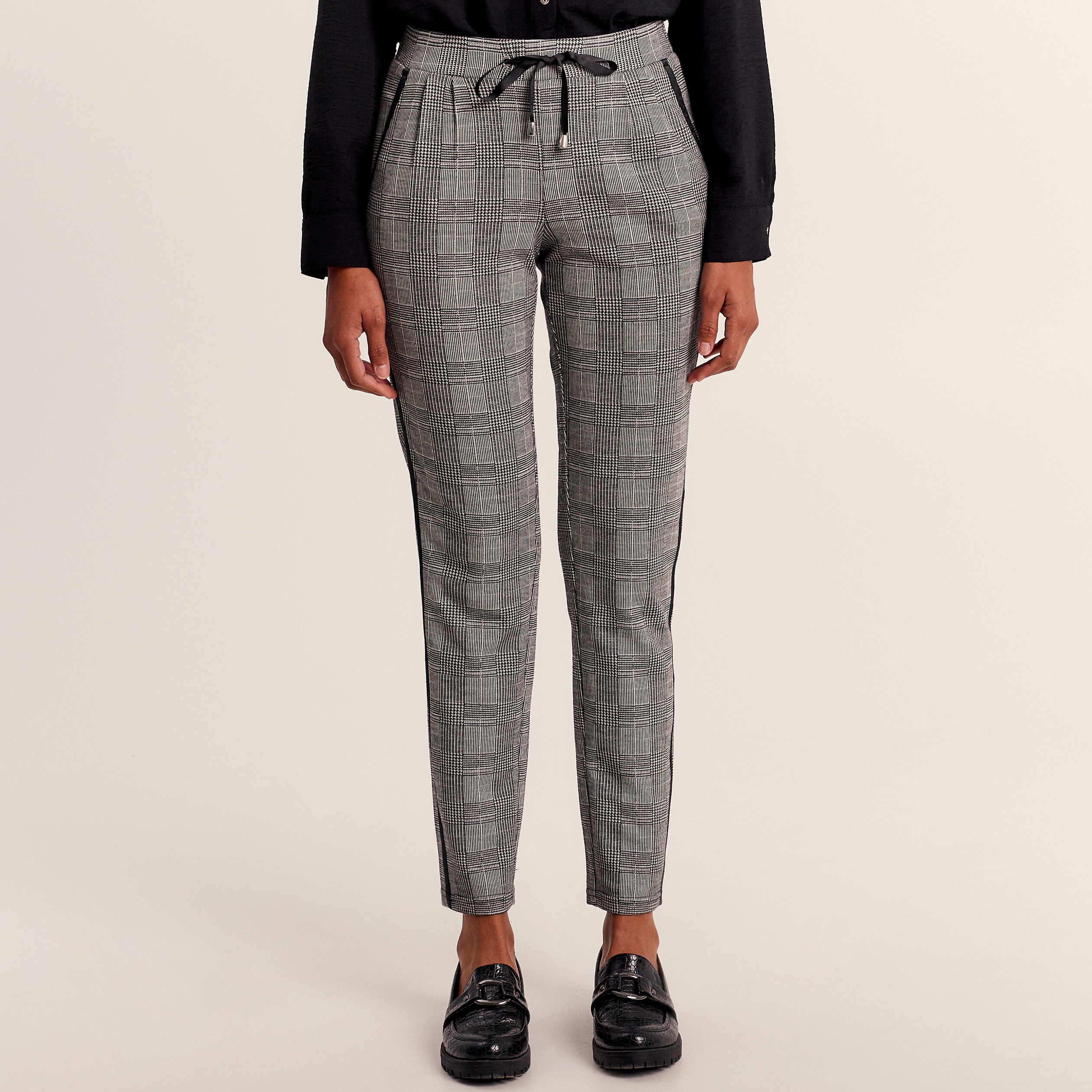 Pantalon flou à coulisse gris femme