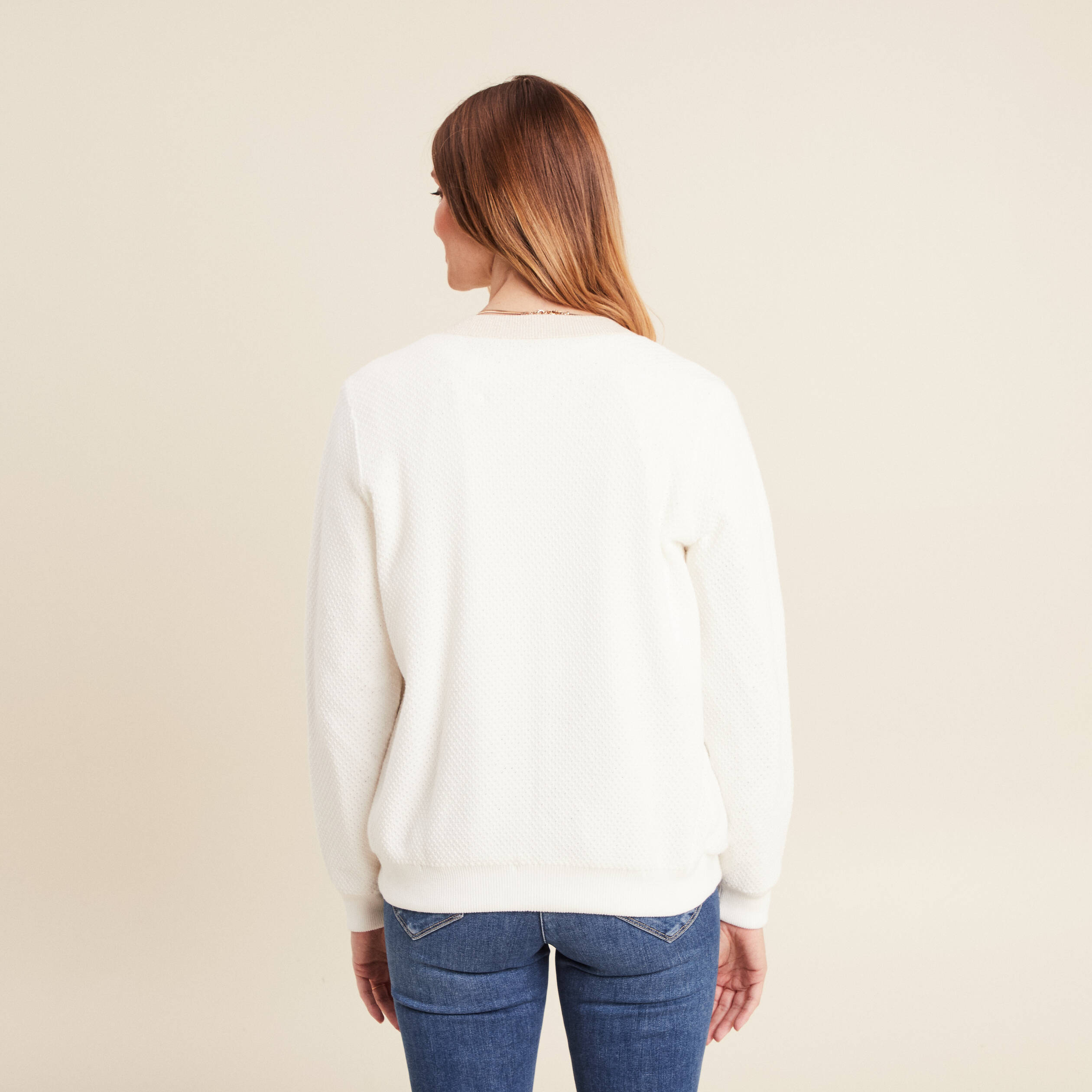 veste reversible brodee ecru femme Veste réversible brodée ecru femme