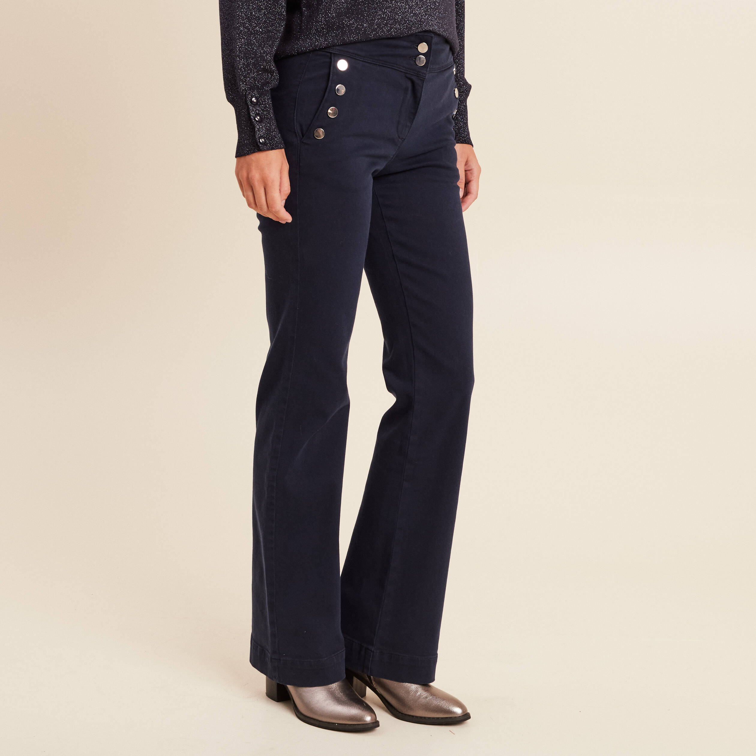 Breal Pantalon Pantalon Noir Bootcut Femme Pantalon Bootcut à Pont