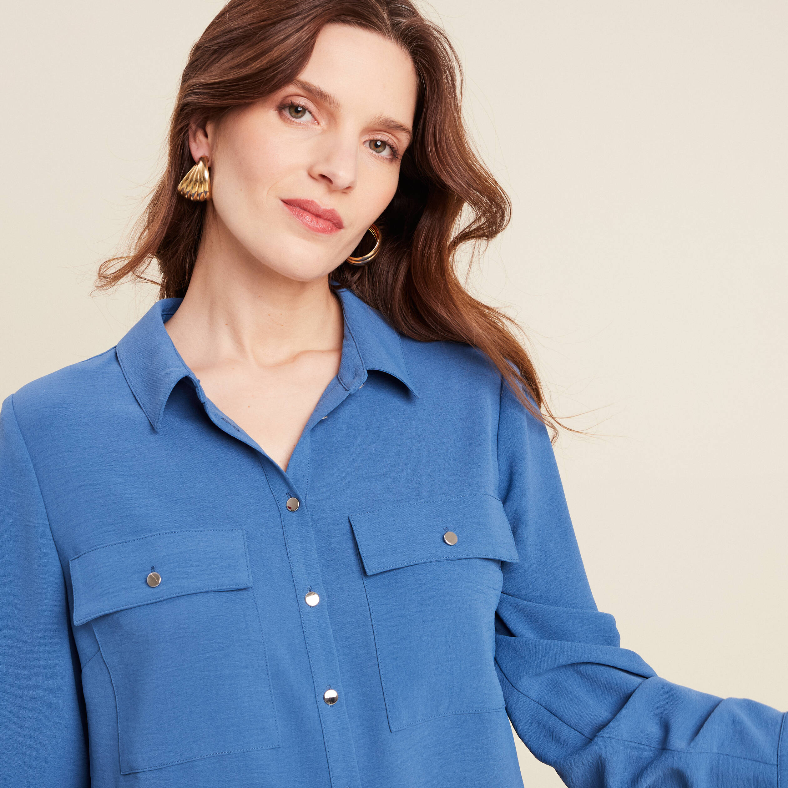 Pantalon large élastiqué bleu foncé femme | Cache Cache