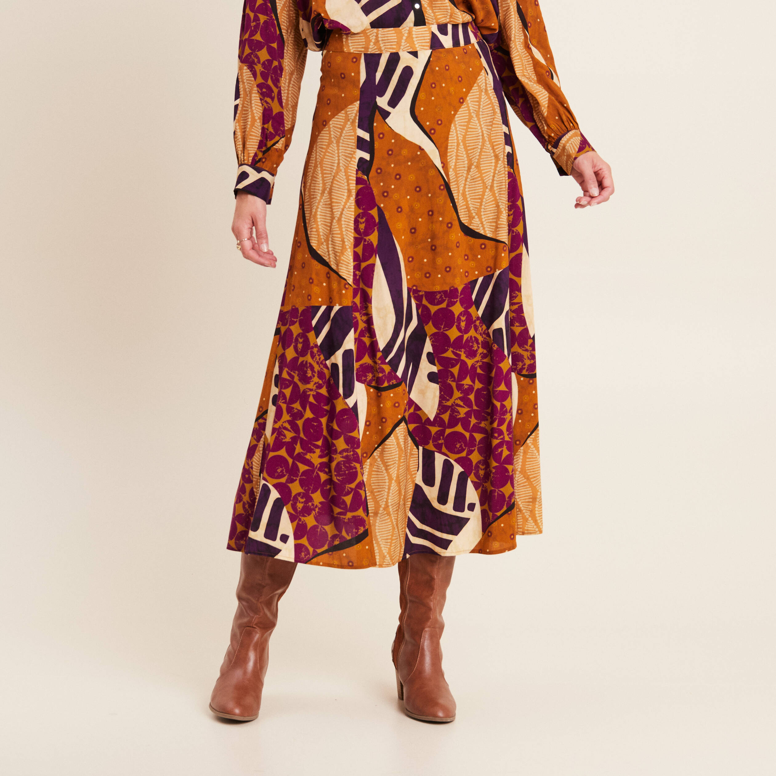 jupe longue evasee multicolore femme Jupe longue évasée multicolore femme