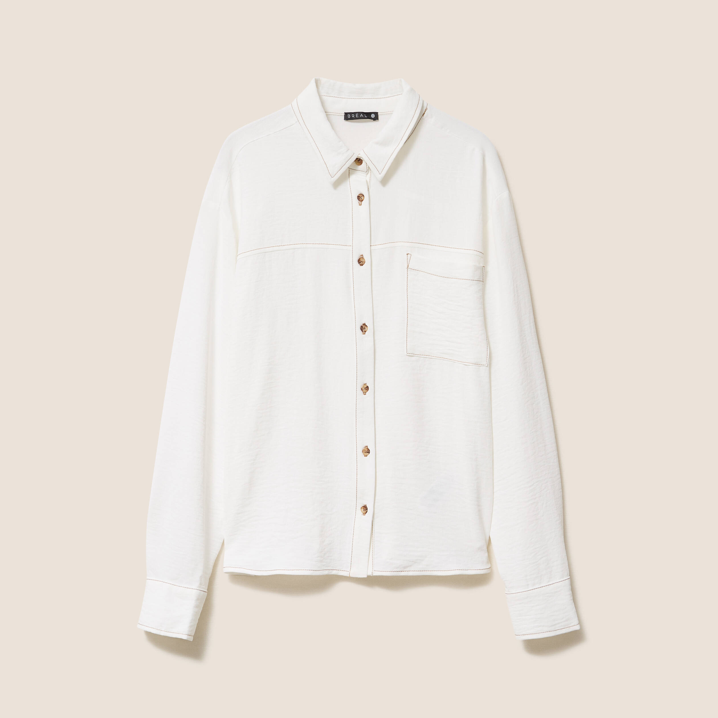 Chemise fluide manches longues ecru femme