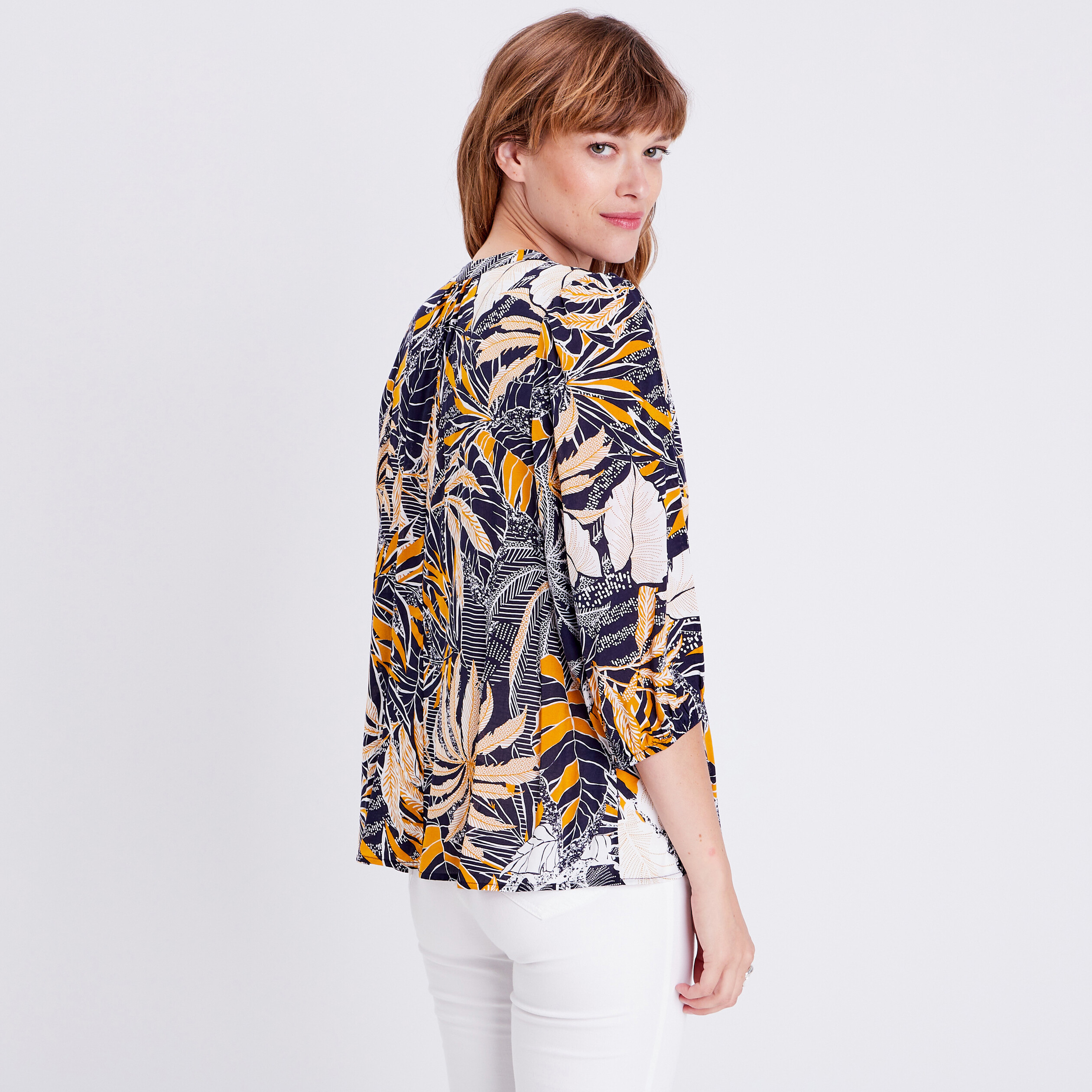 Blouse manches 3/4 blanc femme