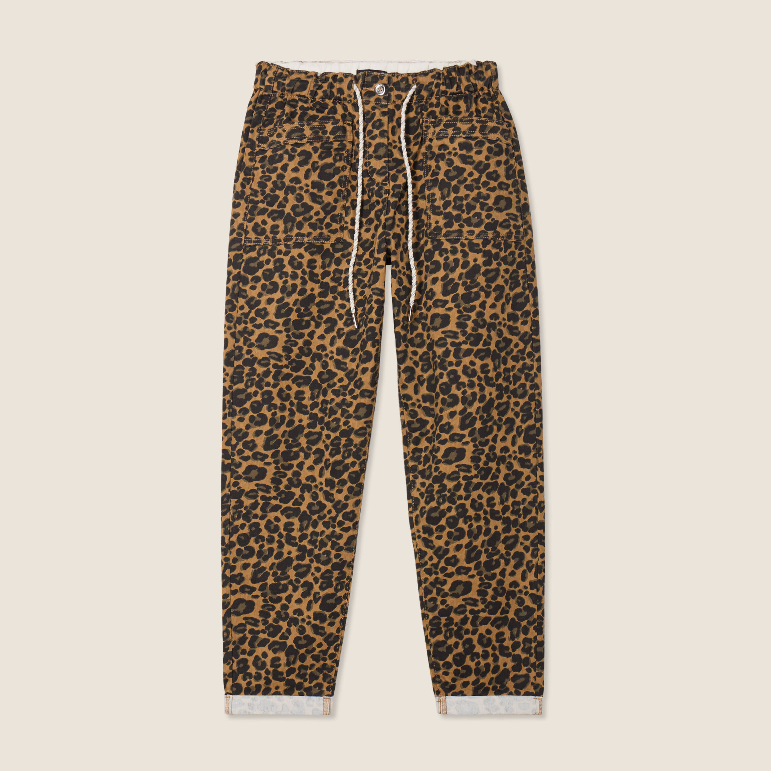 Pantalon paperbag 7/8ème marron femme