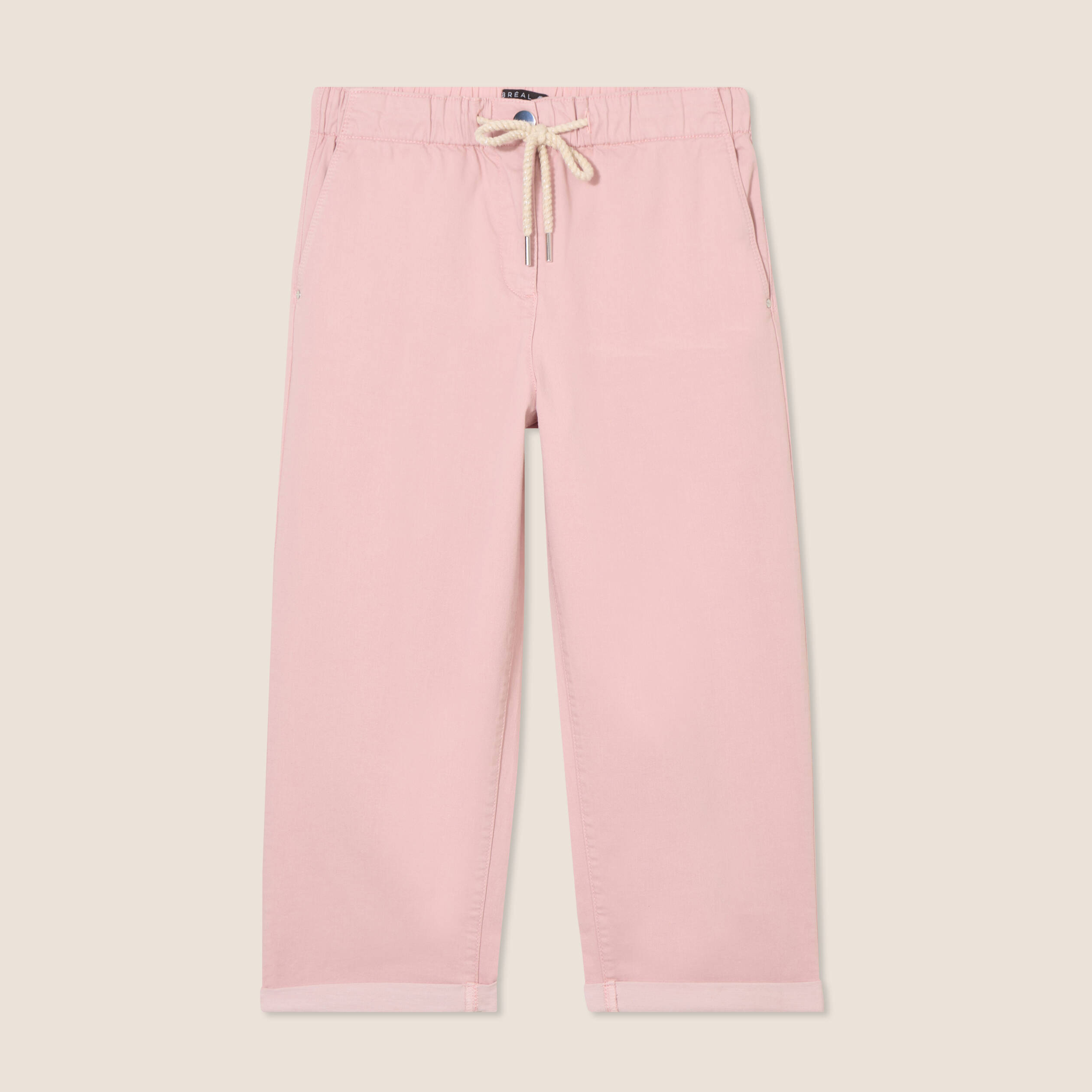 pantacourt large taille haute rose pastel femme Pantacourt large taille haute rose pastel femme