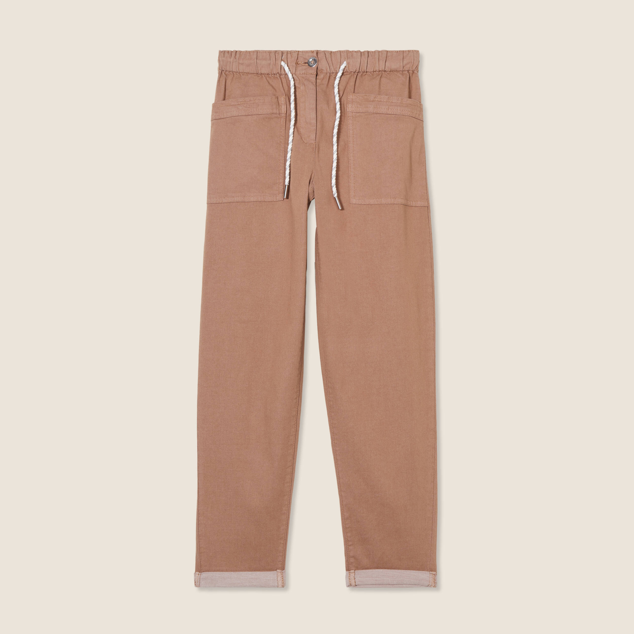 Pantalon coupe mom 7/8&egrave;me taupe femme