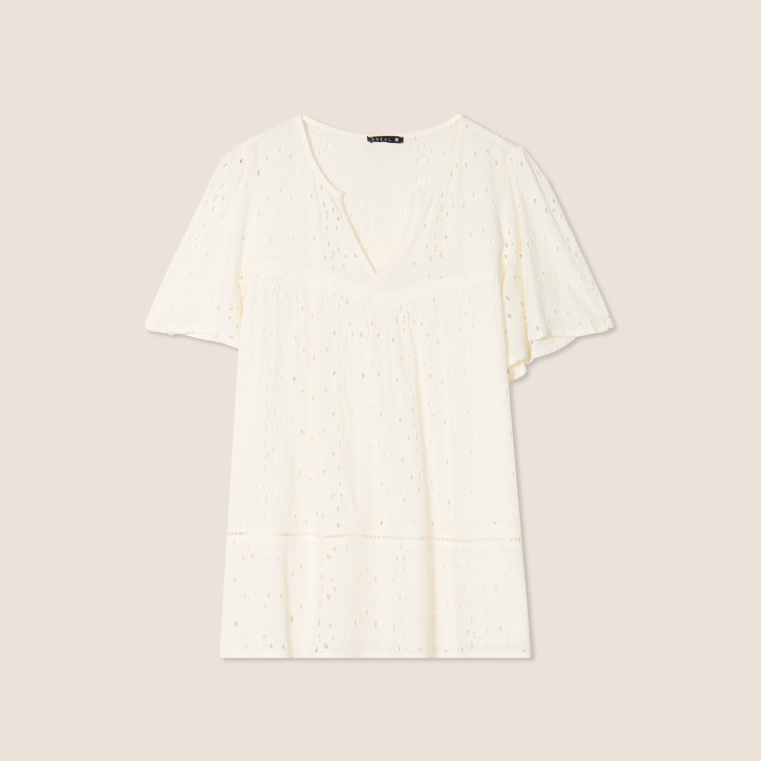 blouse ample manches courtes ecru femme Blouse ample manches courtes ecru femme