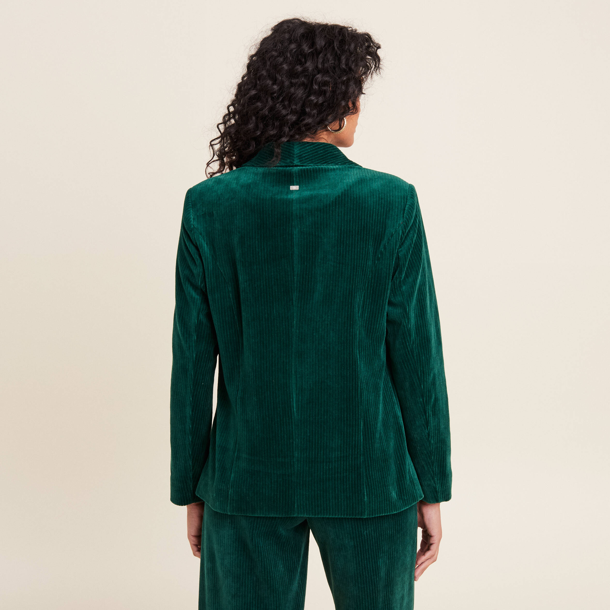 Veste tailleur velours vert foncé femme