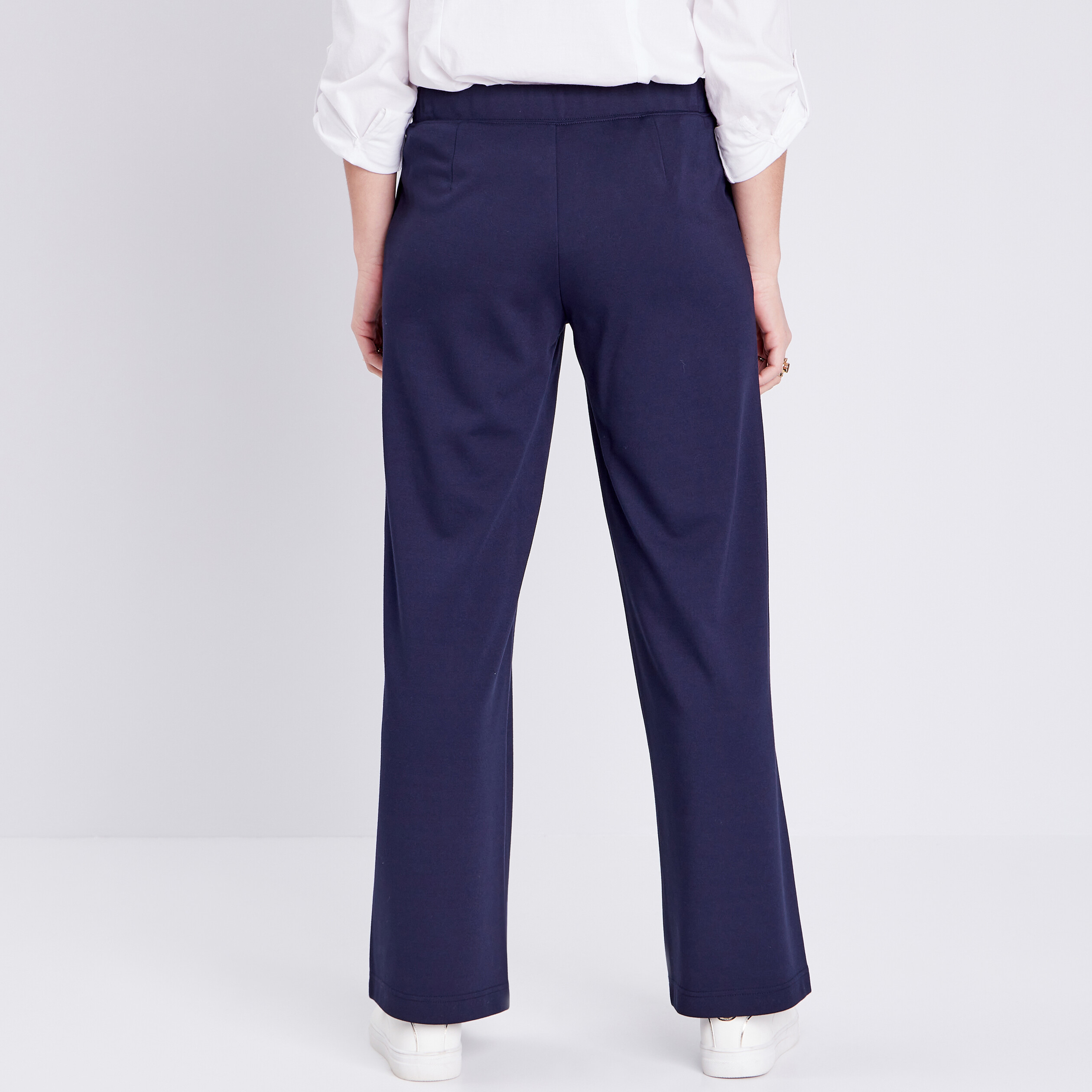 Pantalon flou fluide bleu foncé femme
