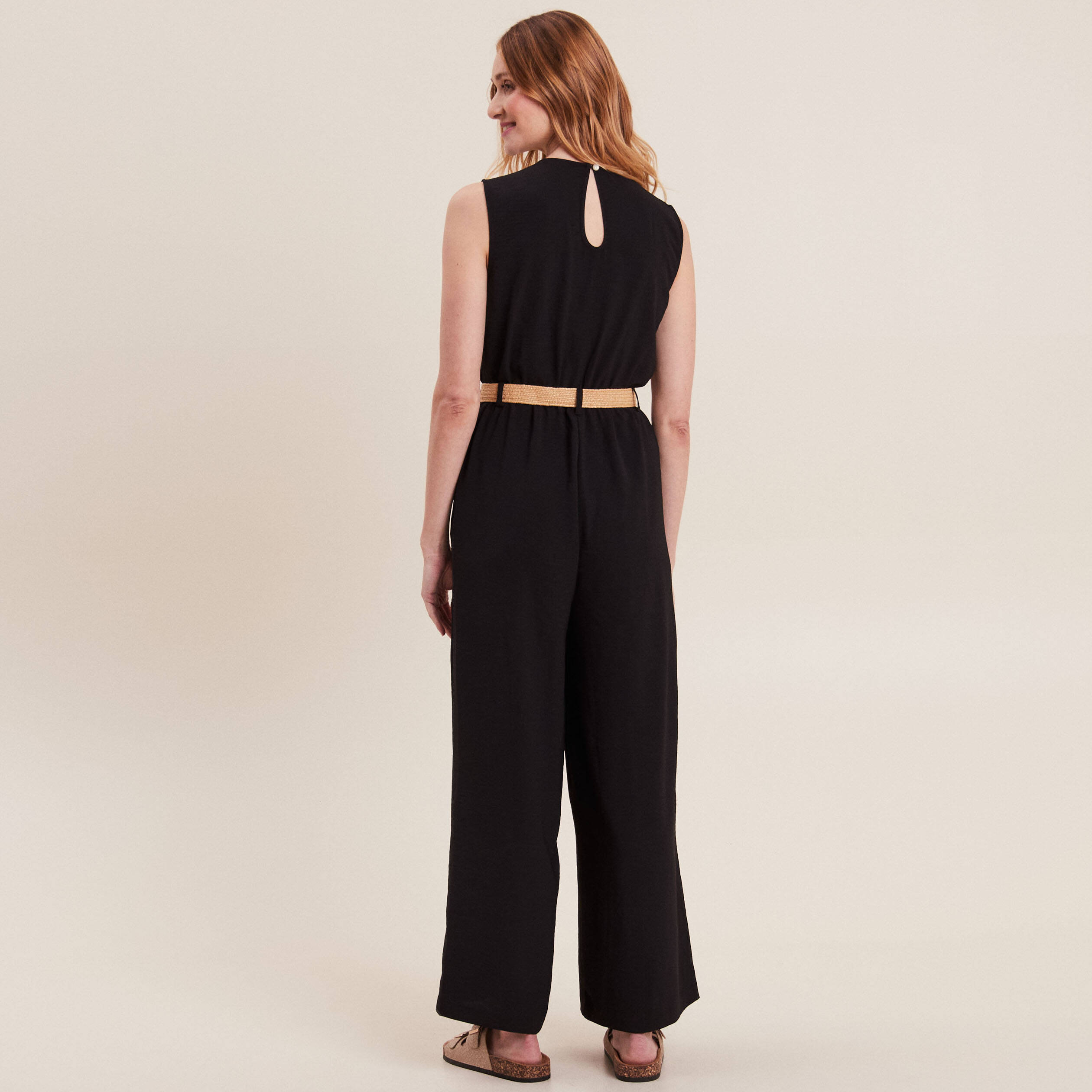Combinaison pantalon fluide noir femme