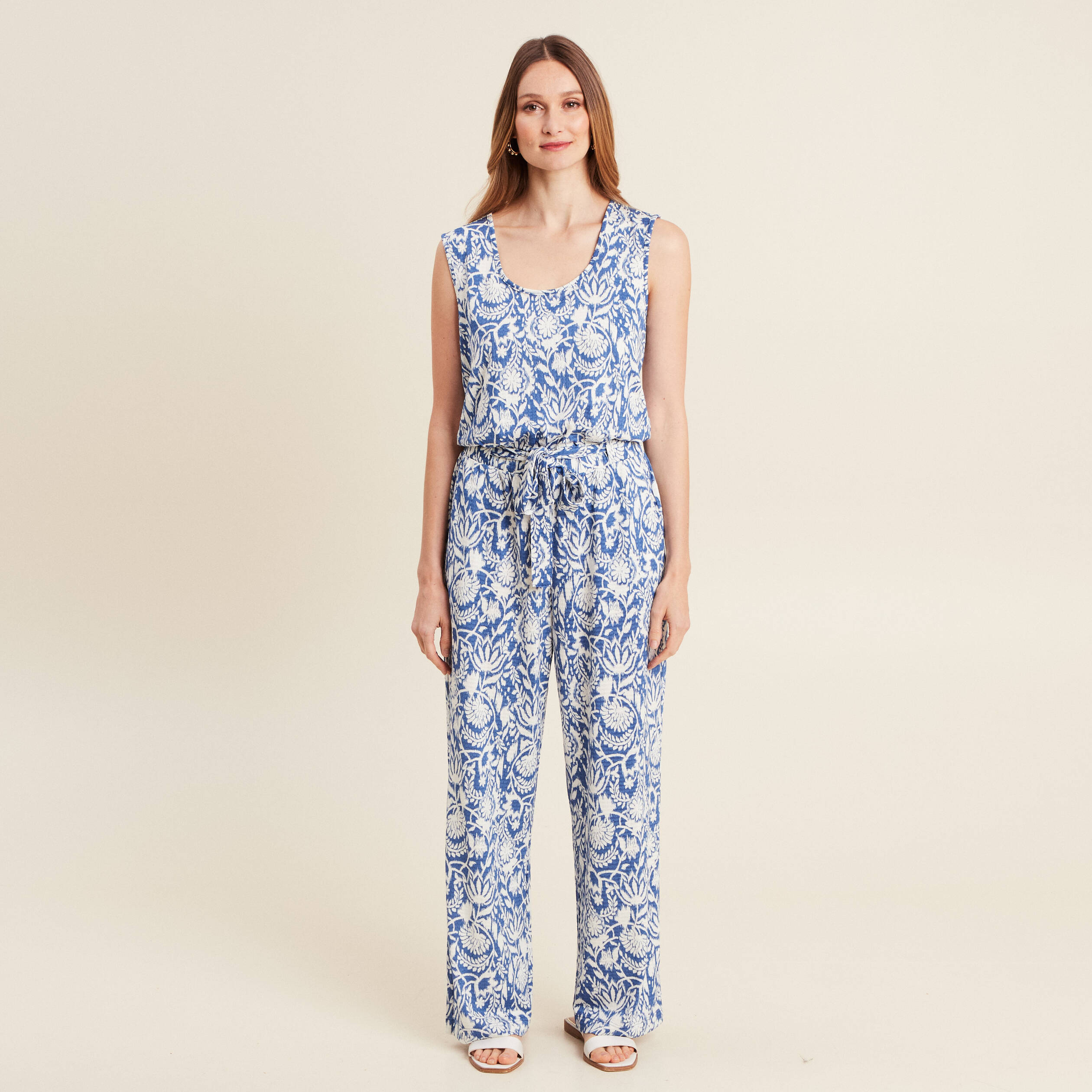 combinaison pantalon droite bleu femme Combinaison pantalon droite bleu femme