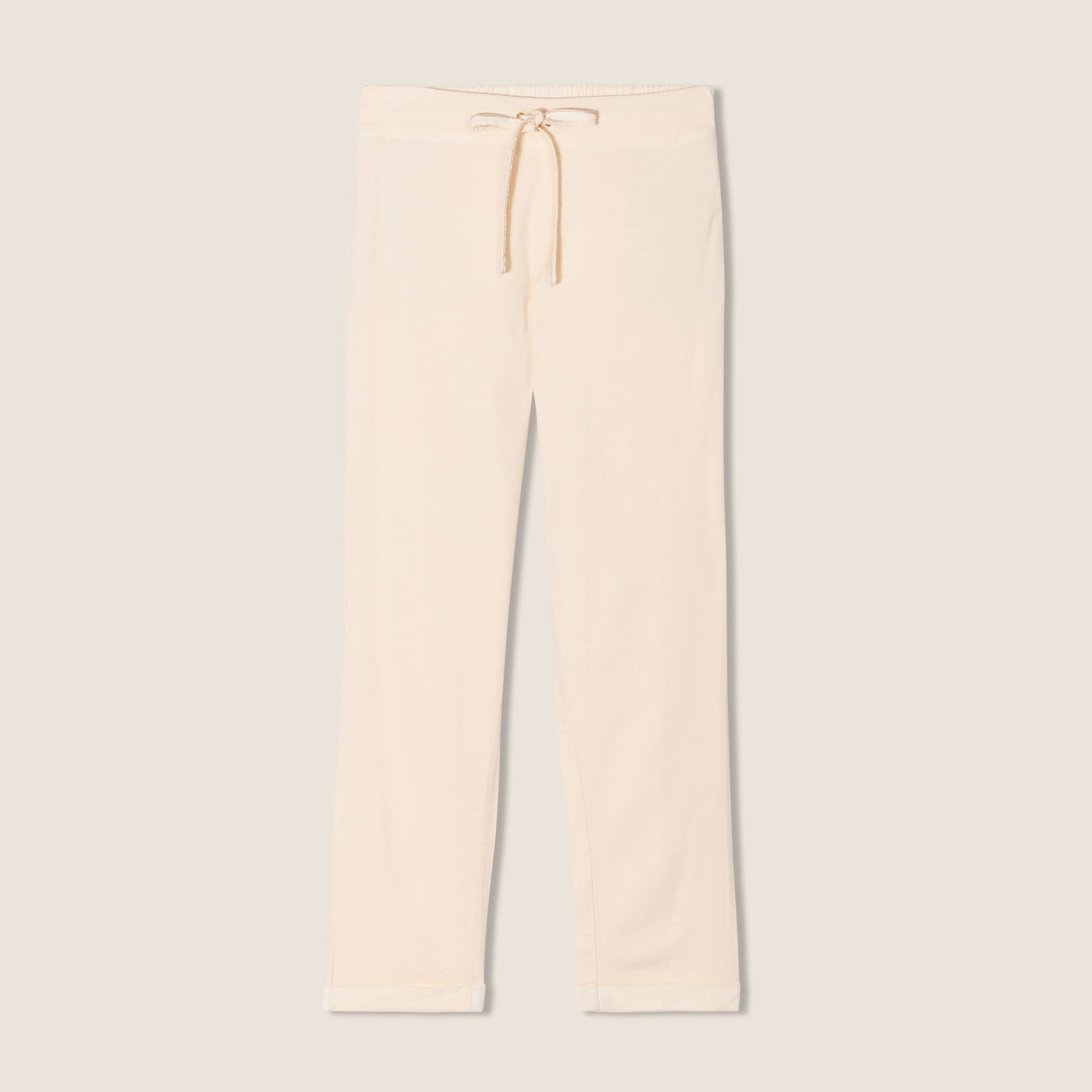 Pantalon carotte 7/8ème ivoire femme