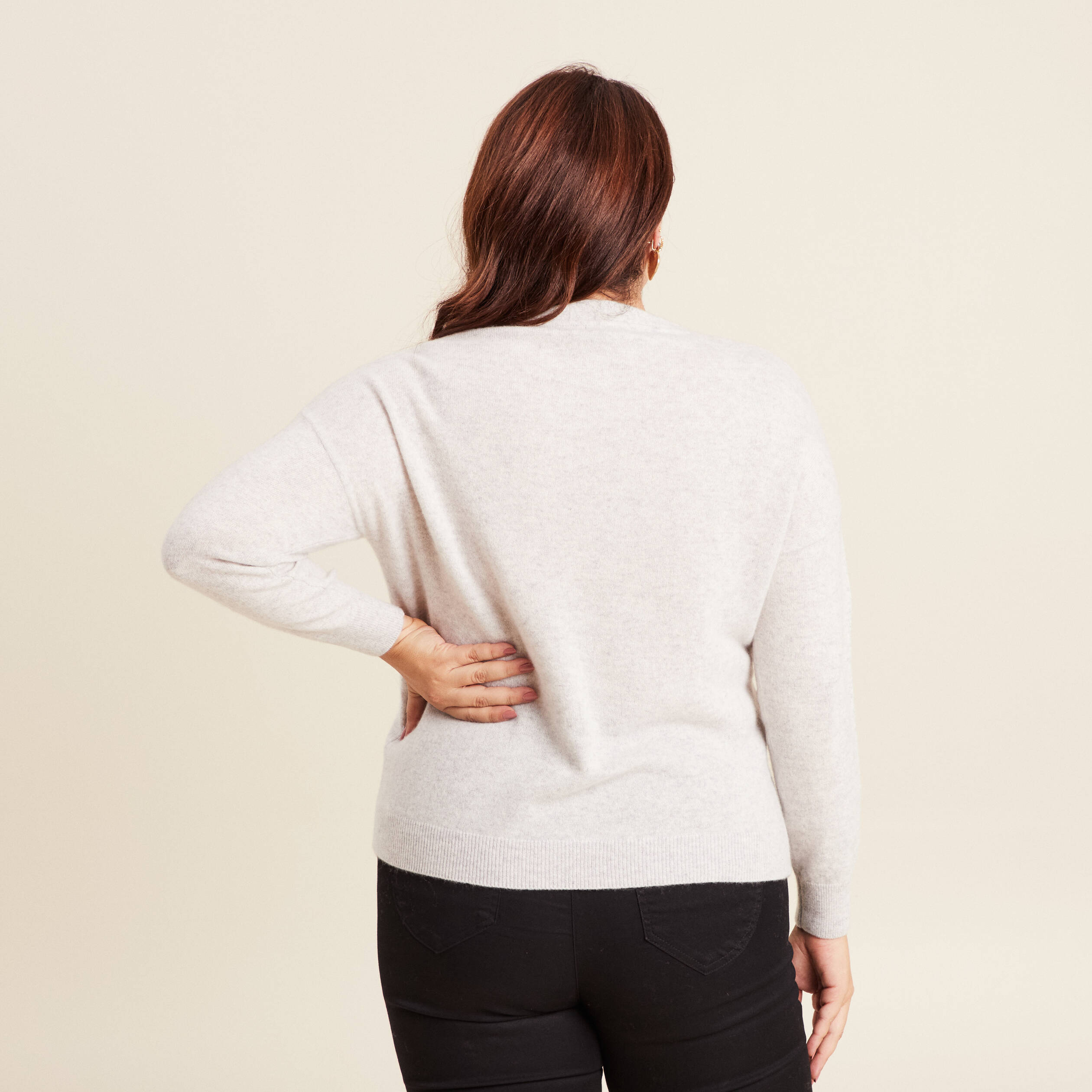 Pull en cachemire manches longues gris clair femme