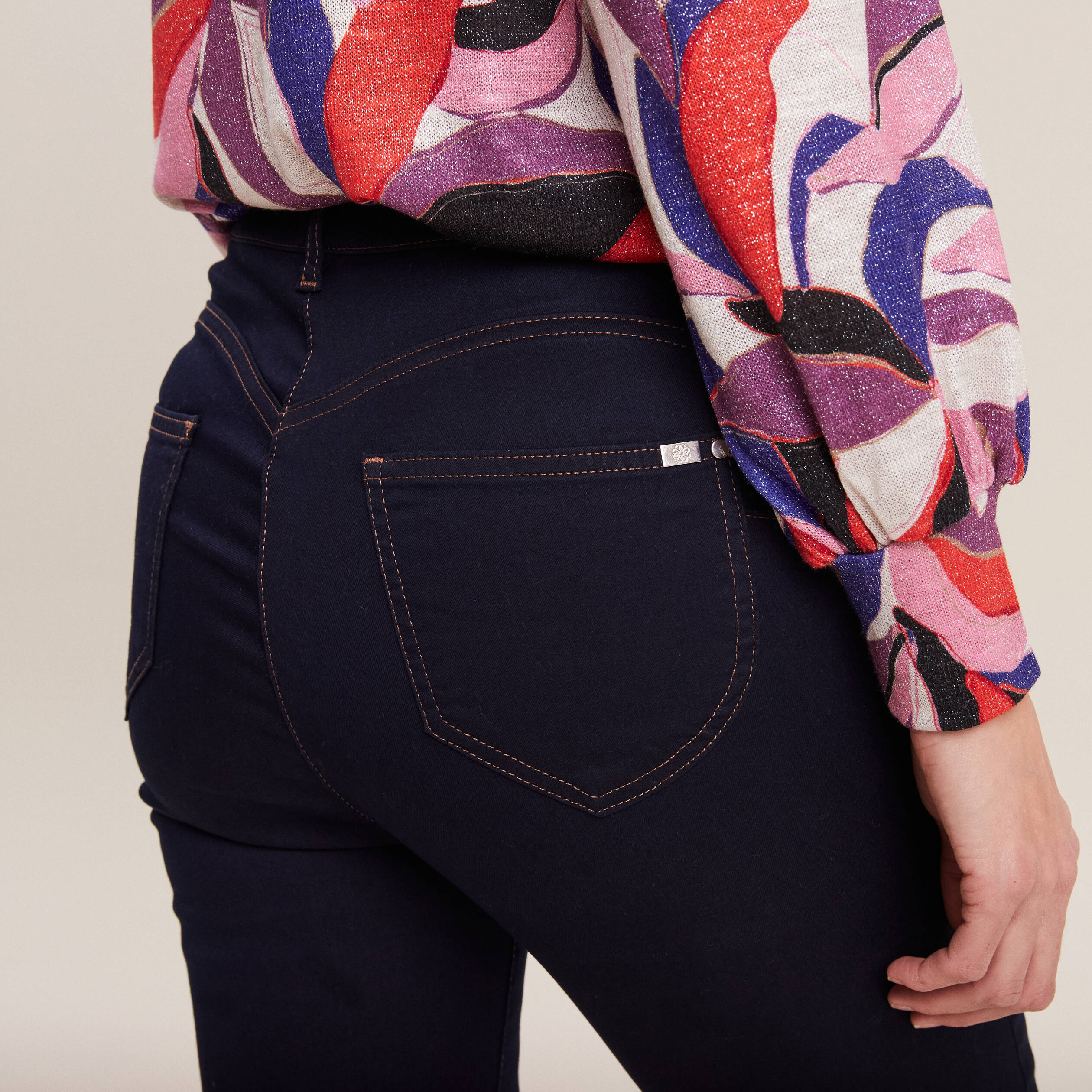 Pantalon léger taille haute 7/8ème denim brut femme