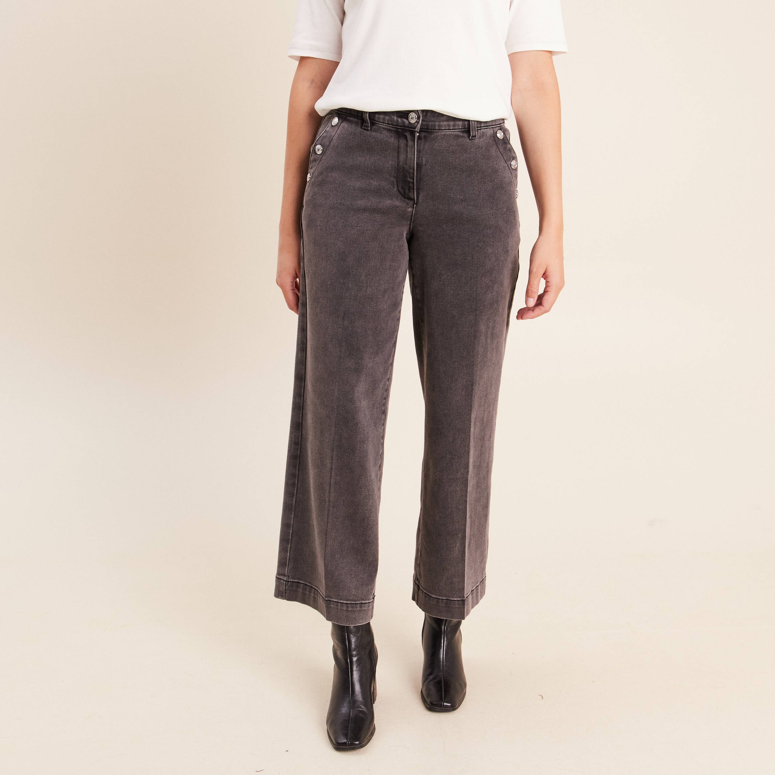 Jean denim gris femme
