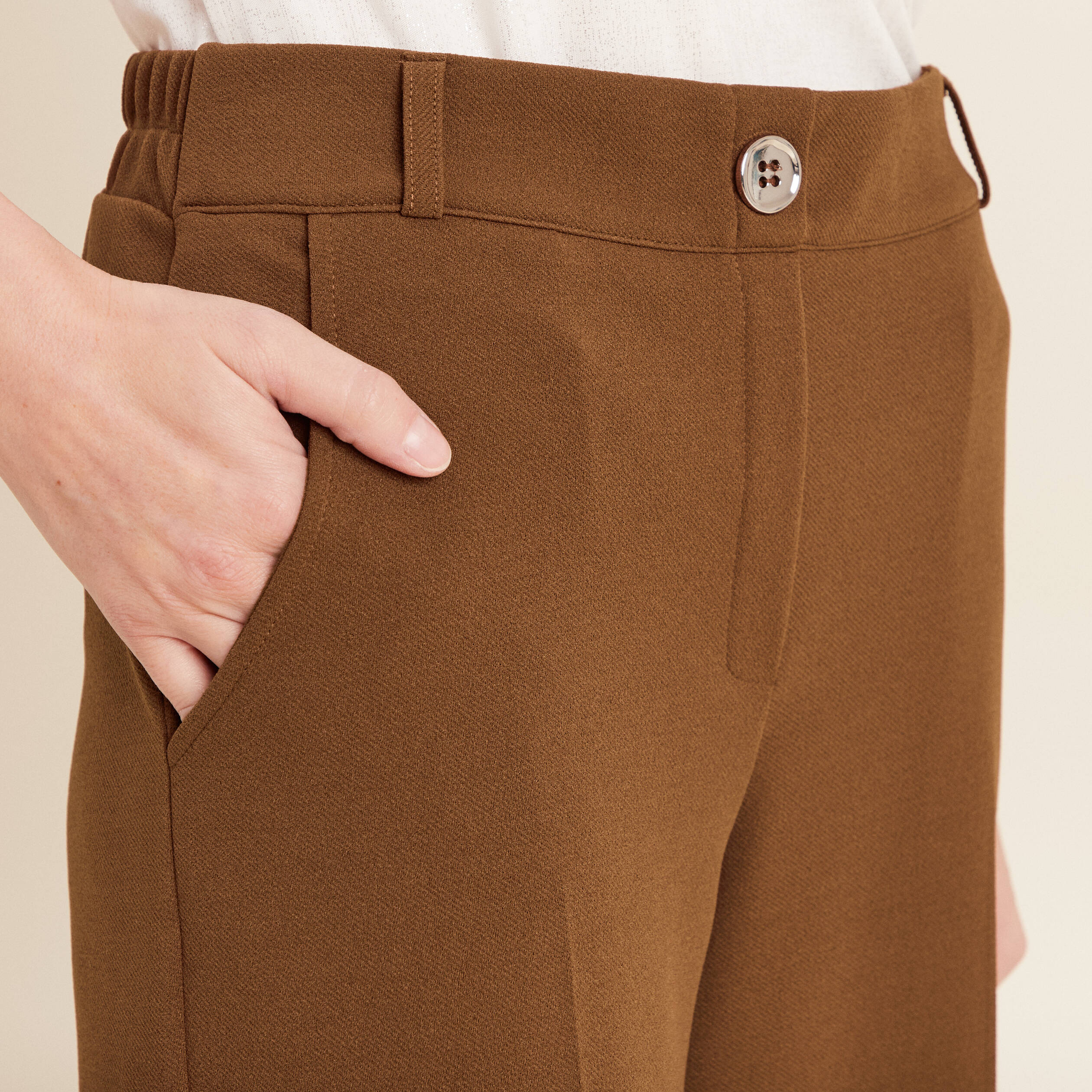 pantalon large pinces marron femme Pantalon large pinces marron femme