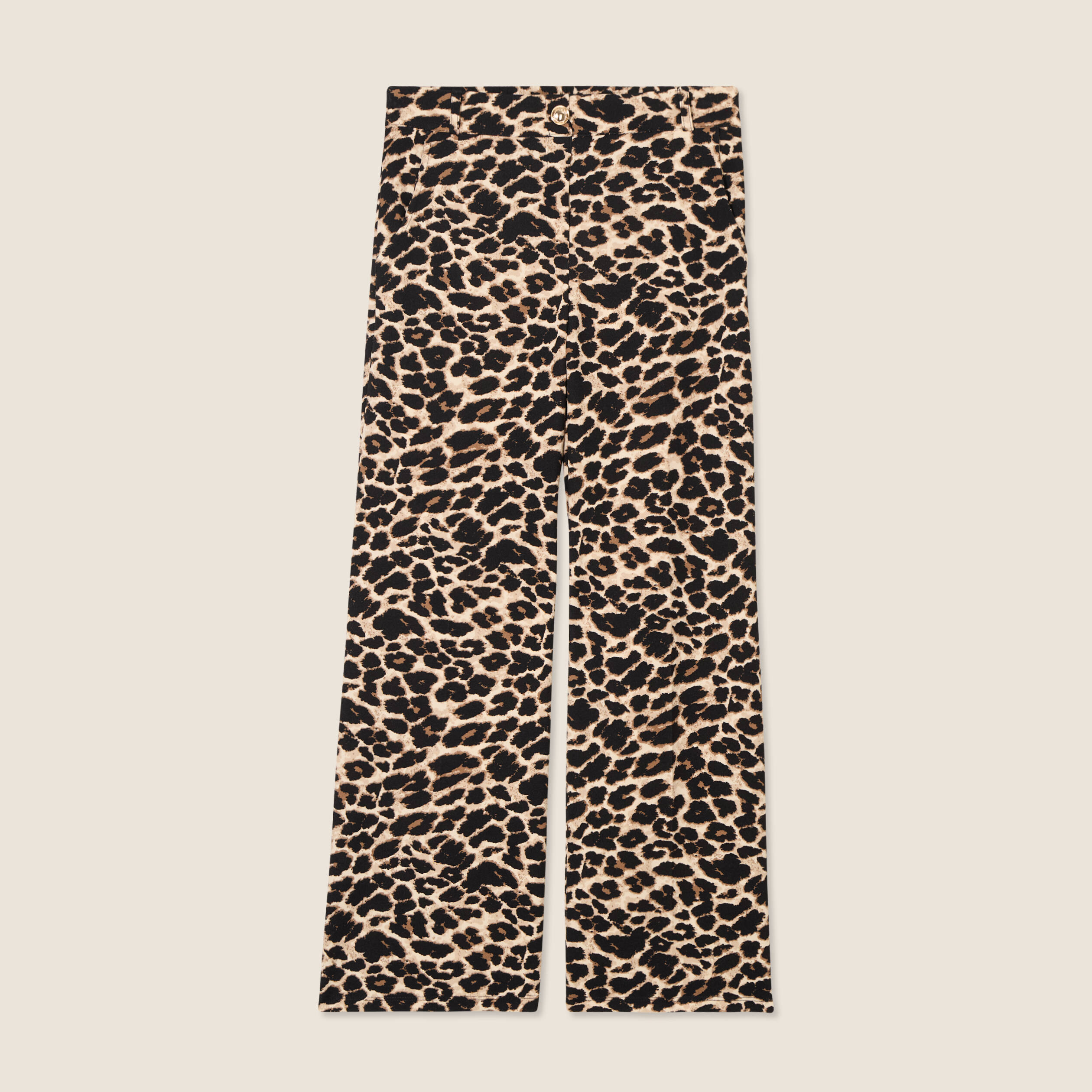 Pantalon large creme femme
