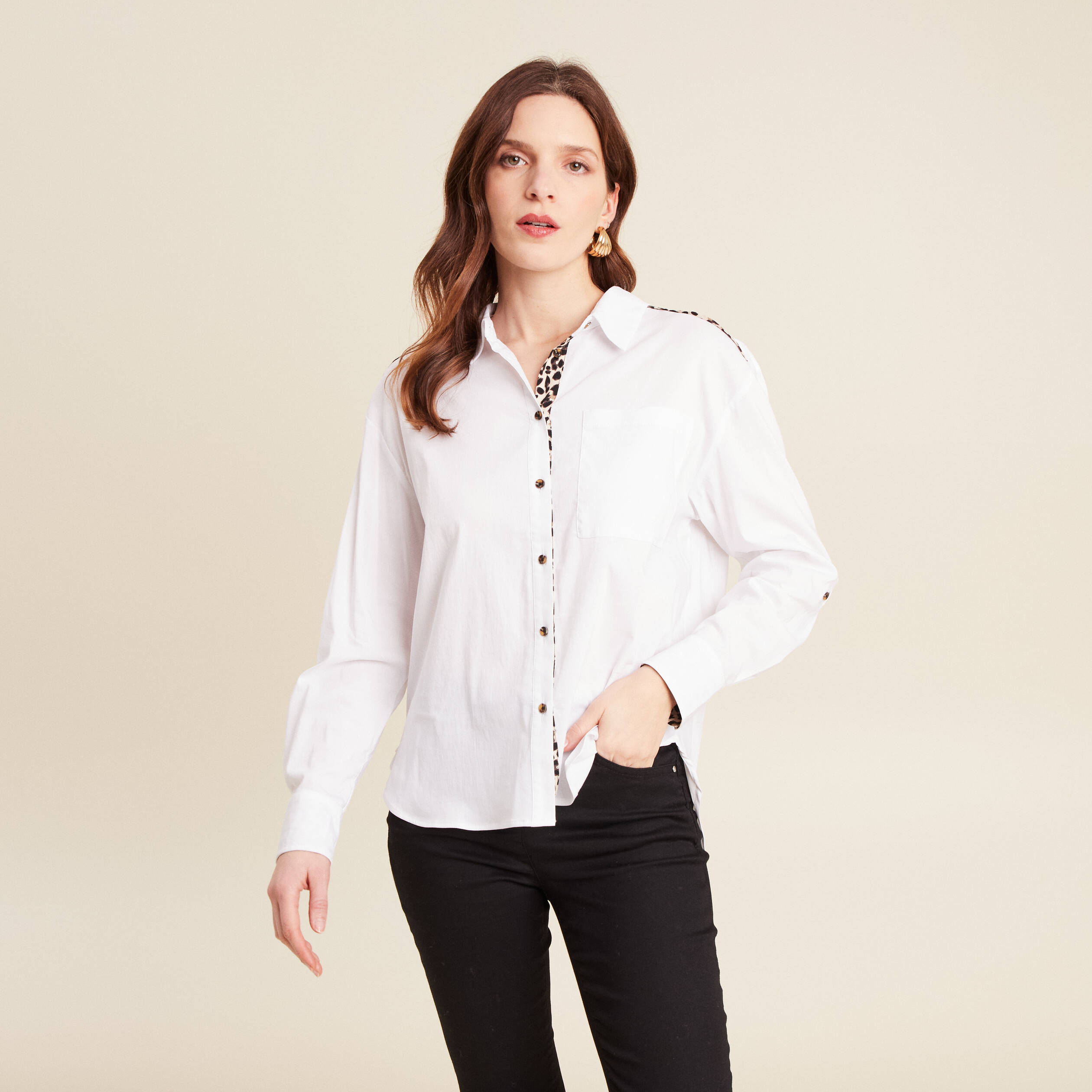 Chemise manches longues ecru femme Bréal