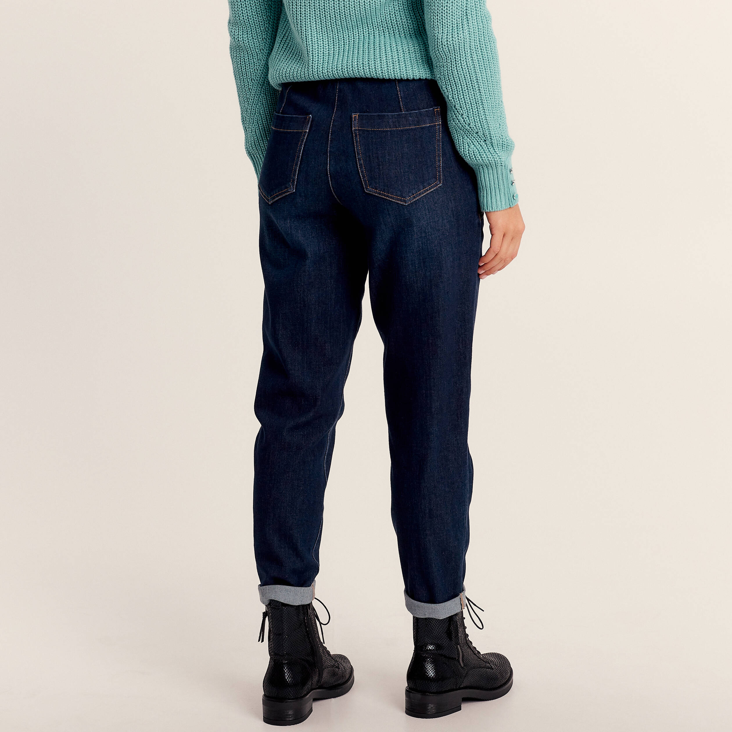 Jean large à coulisse denim brut femme