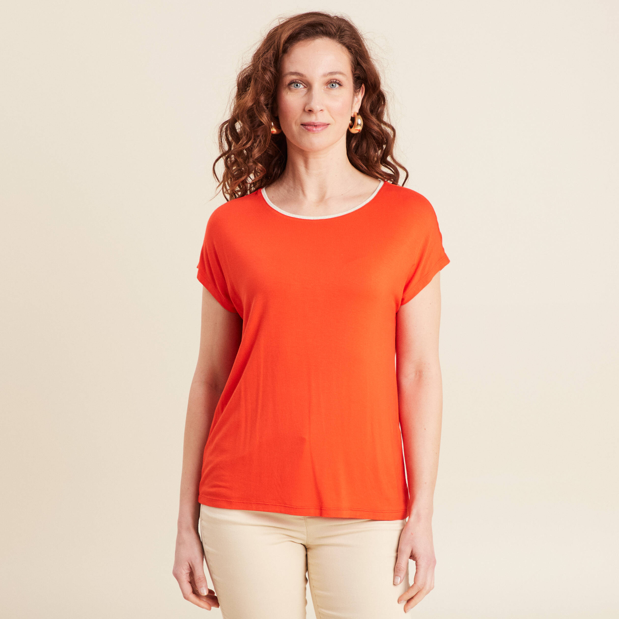 T-shirt manches courtes orange foncé femme