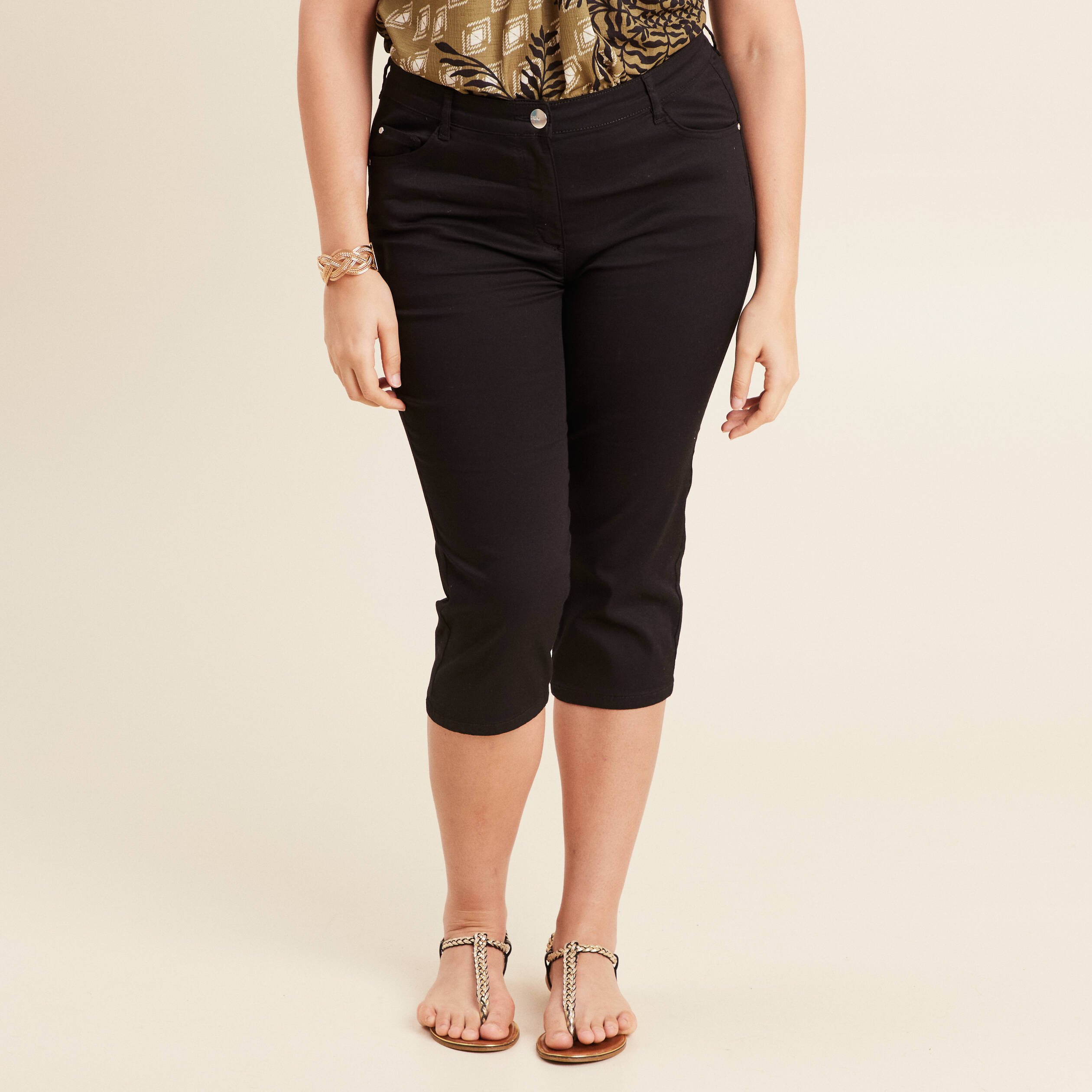 pantacourt droit taille standard noir femme Pantacourt droit taille standard noir femme
