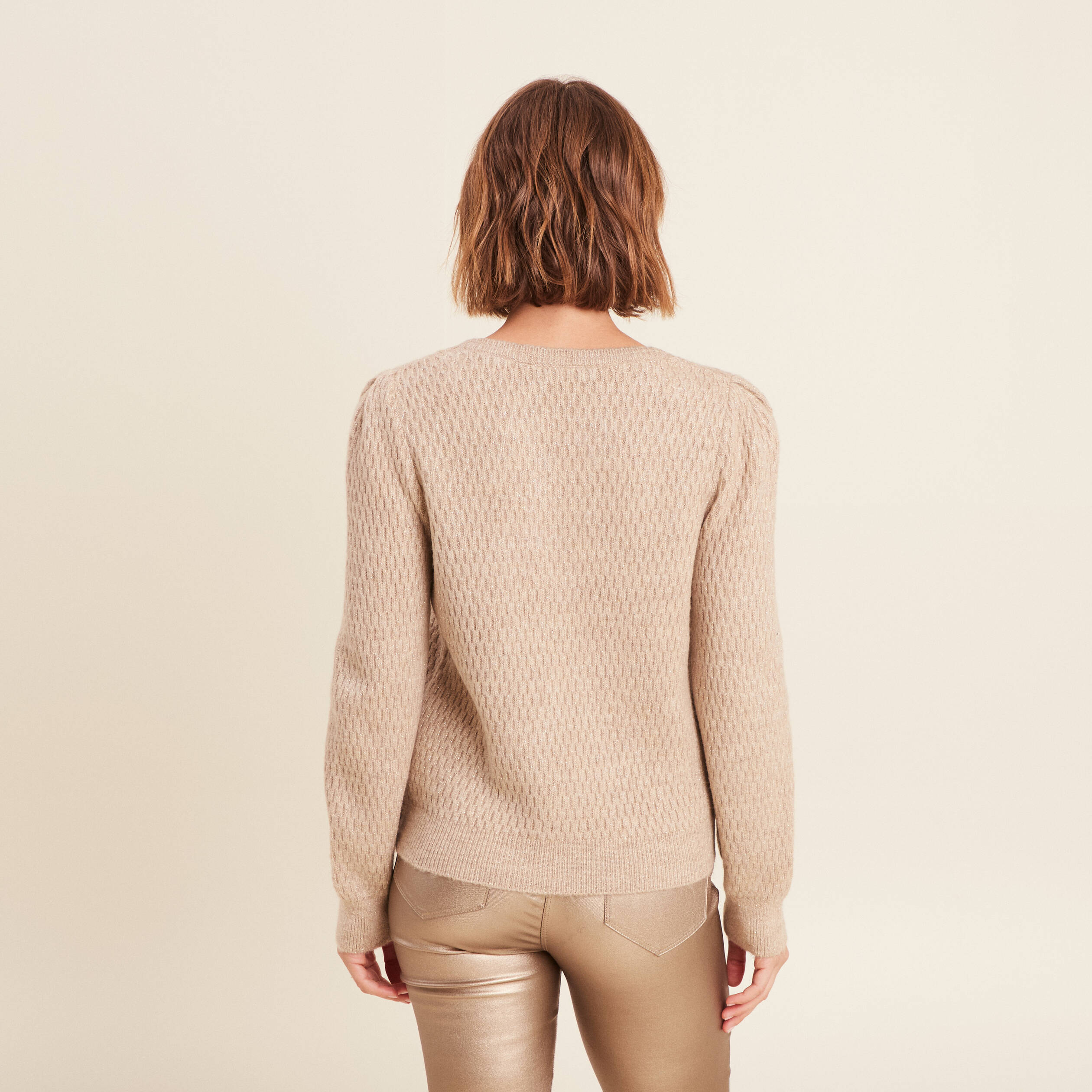 Pull manches longues beige femme