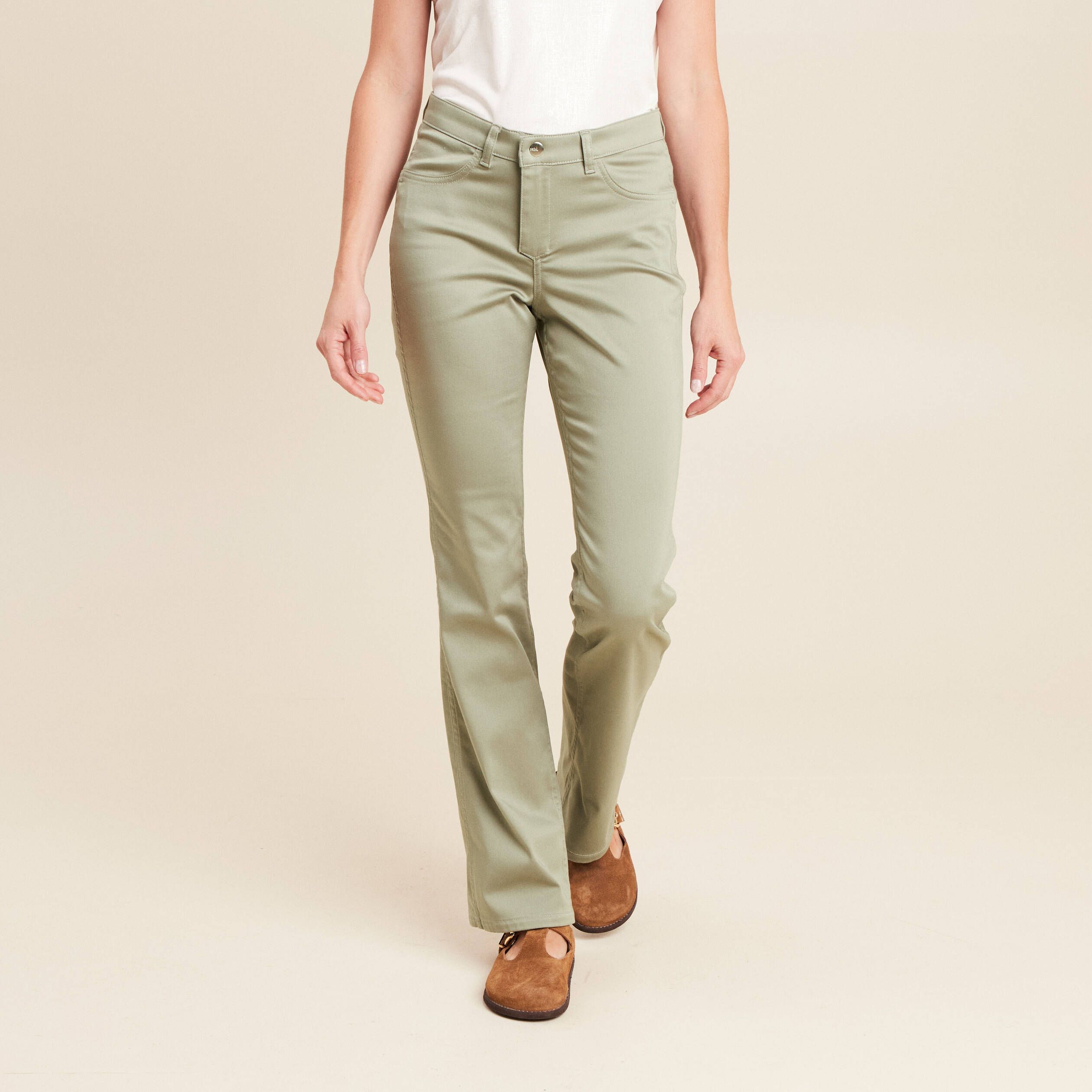 pantalon bootcut reversible vert olive femme Pantalon bootcut réversible vert olive femme