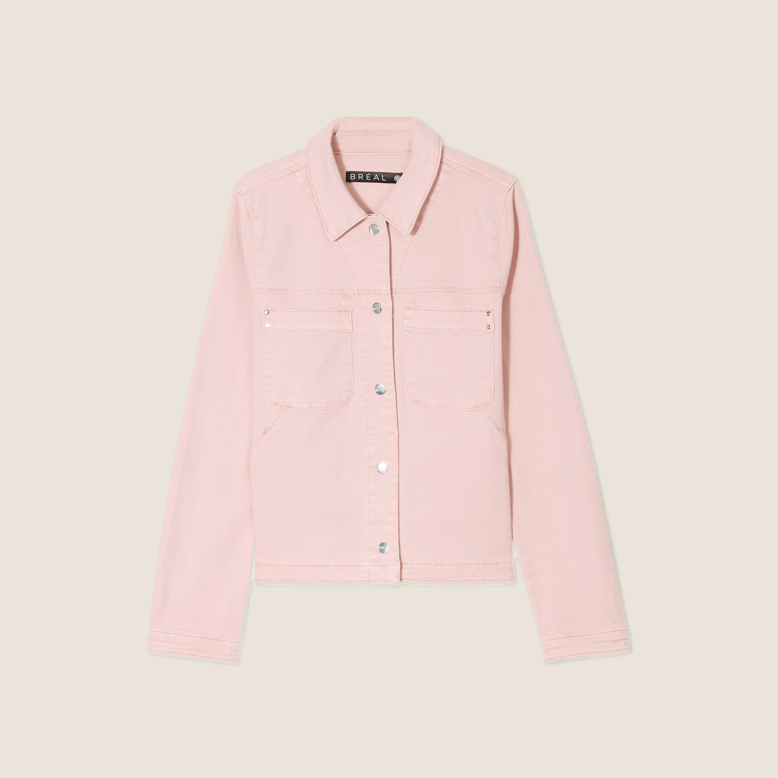 veste boutonnee en jean rose pastel femme Veste boutonnée en jean rose pastel femme